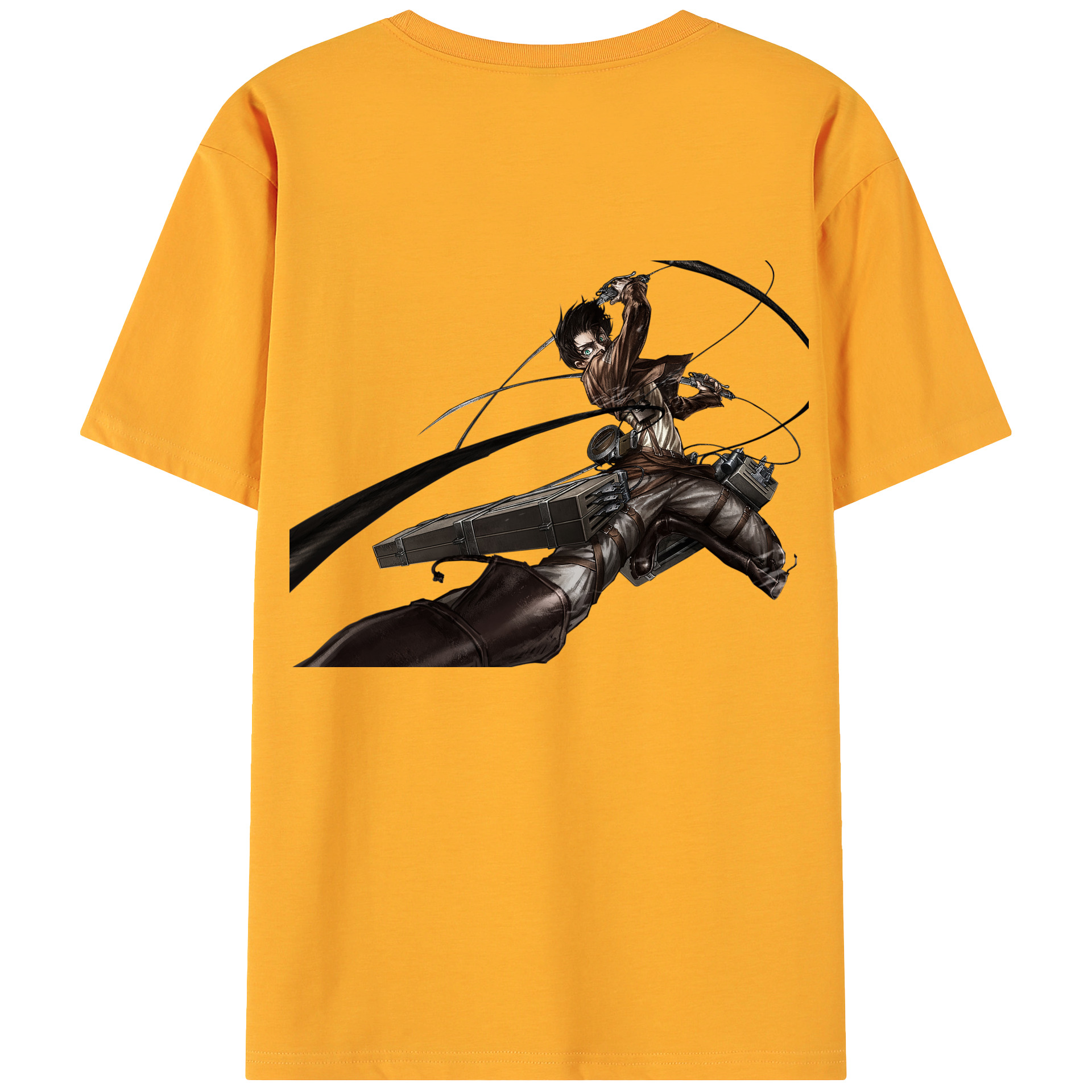 （画像用） 進撃の巨人 エレン･イェーガー Attack on Titan Eren Jäger 綿100％ メンズ半袖Tシャツ（バックプリント） 通気性