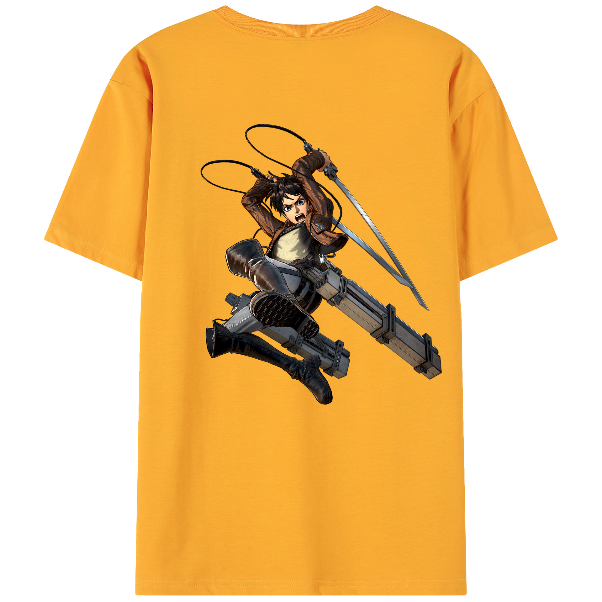 （画像用） 進撃の巨人 エレン･イェーガー Attack on Titan Eren Jäger 綿100％ メンズ半袖Tシャツ（バックプリント） 通気性