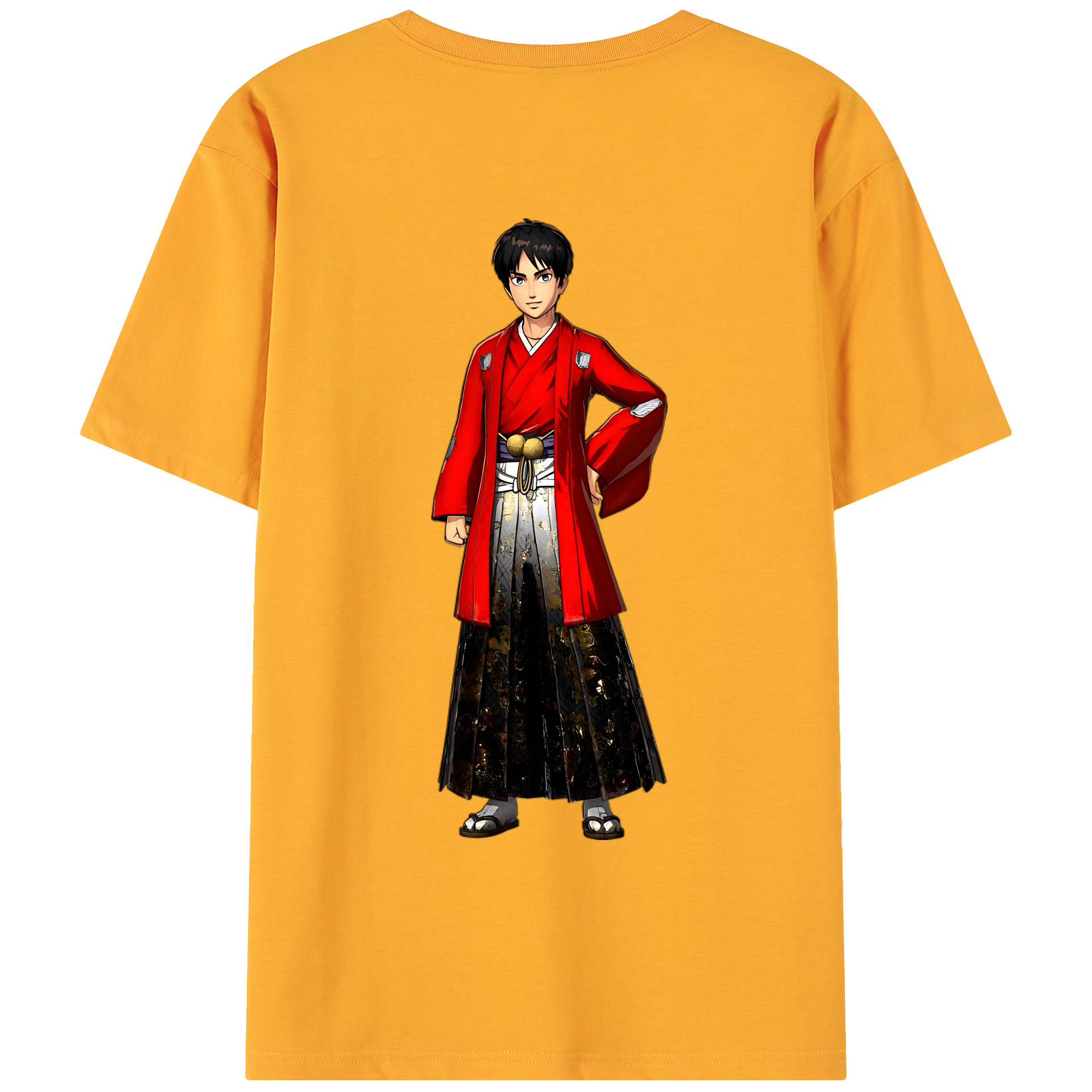 （画像用） 進撃の巨人 エレン･イェーガー Attack on Titan Eren Jäger 綿100％ メンズ半袖Tシャツ（バックプリント） 通気性