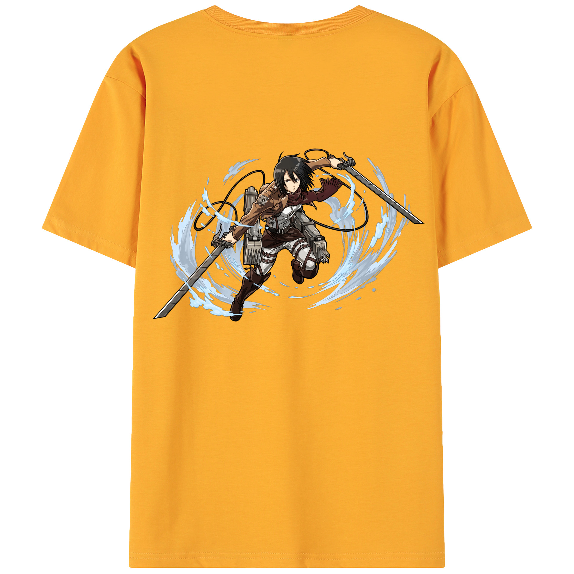 （画像用） 進撃の巨人 ミカサ·アッカーマン Attack on Titan Mikasa Ackerman 綿100％ メンズ半袖Tシャツ（バックプリント） 通気性