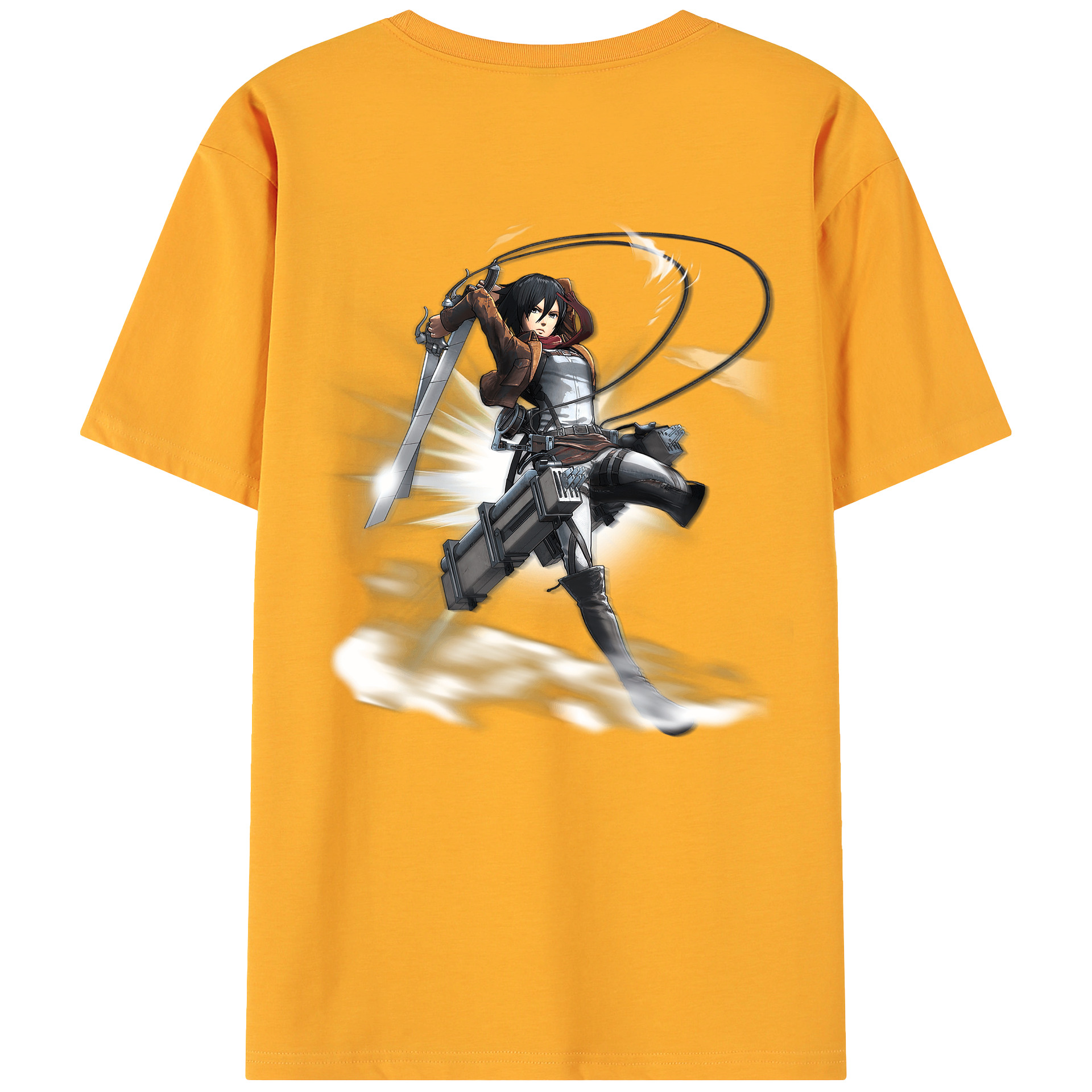 （画像用） 進撃の巨人 ミカサ·アッカーマン Attack on Titan Mikasa Ackerman 綿100％ メンズ半袖Tシャツ（バックプリント） 通気性