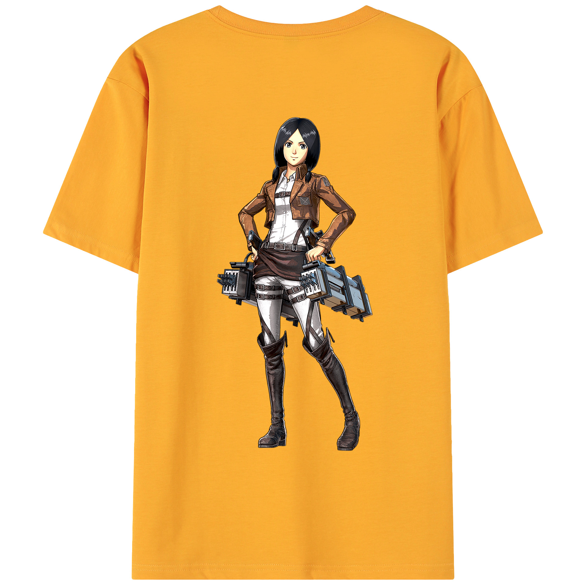 （画像用） 進撃の巨人 ミカサ·アッカーマン Attack on Titan Mikasa Ackerman 綿100％ メンズ半袖Tシャツ（バックプリント） 通気性