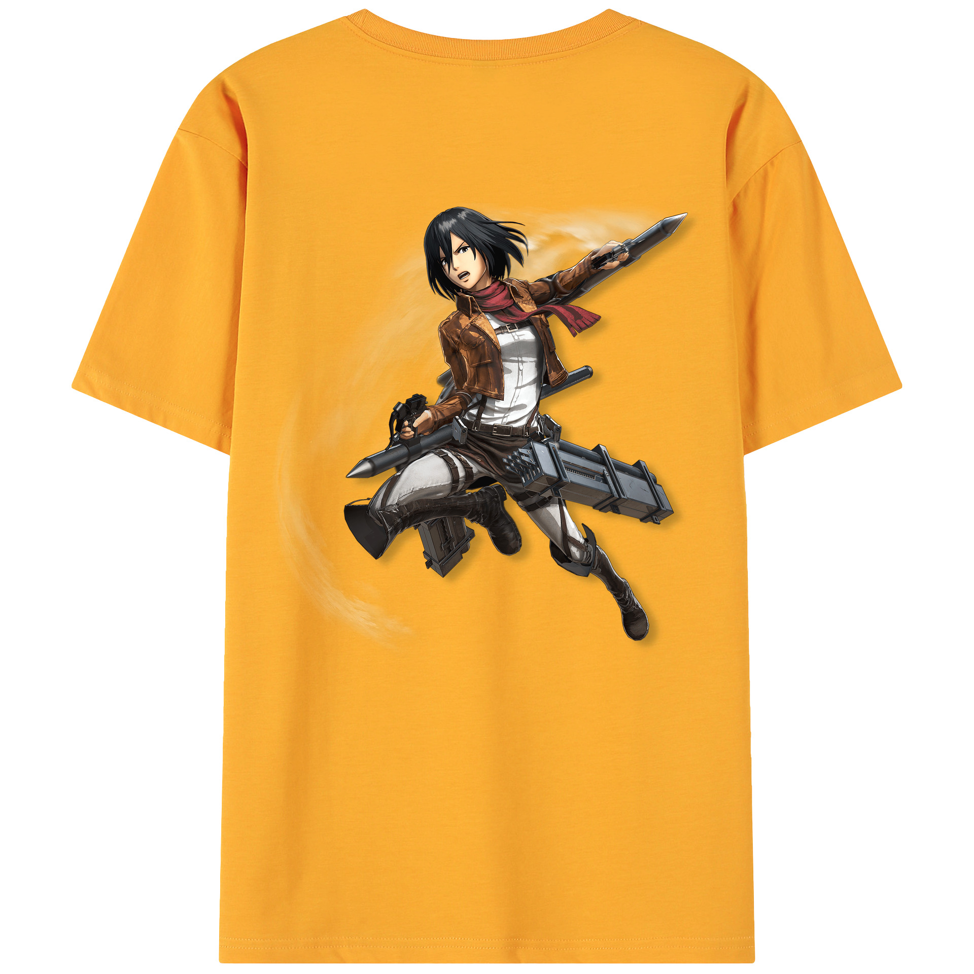 （画像用） 進撃の巨人 ミカサ·アッカーマン Attack on Titan Mikasa Ackerman 綿100％ メンズ半袖Tシャツ（バックプリント） 通気性