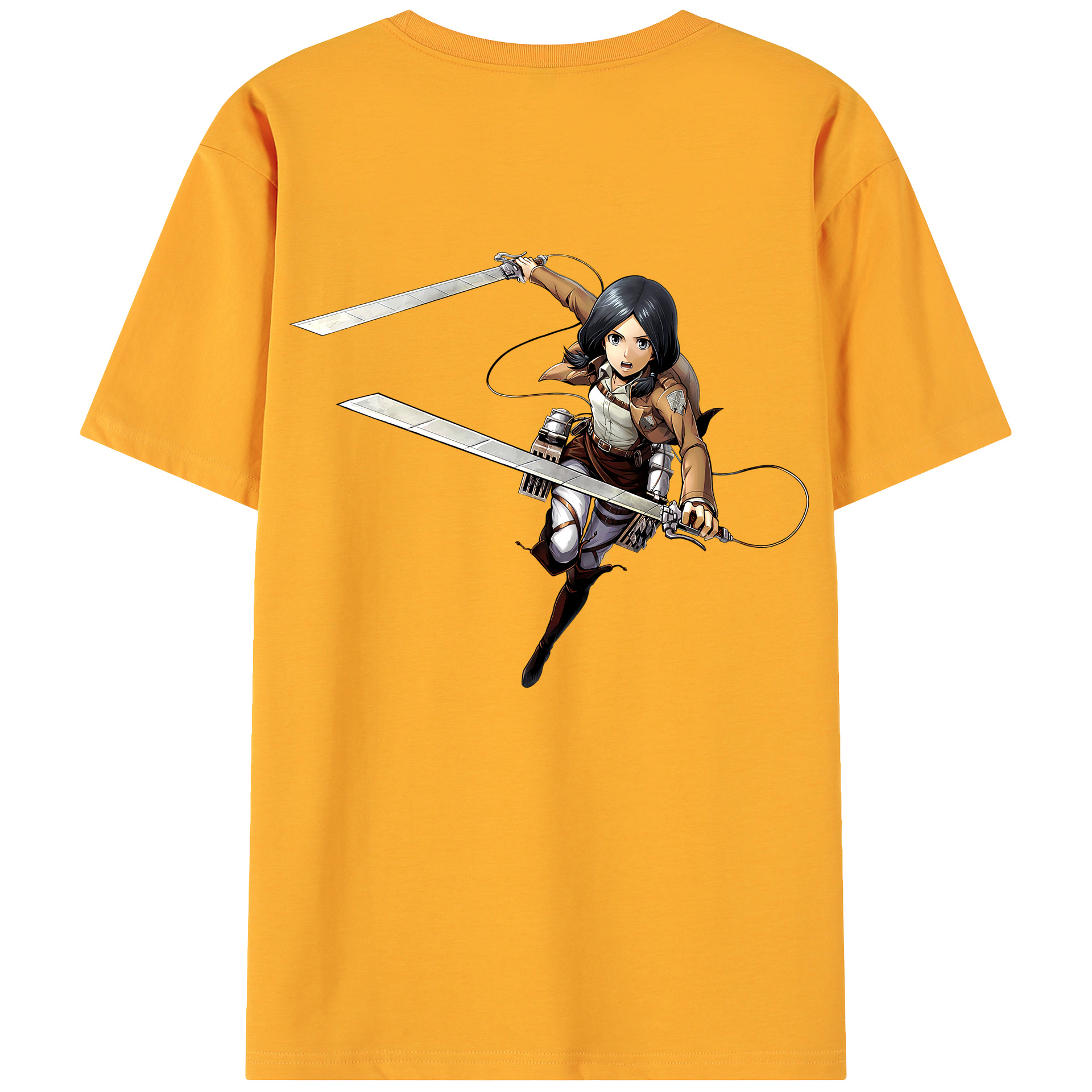 （画像用） 進撃の巨人 ミカサ·アッカーマン Attack on Titan Mikasa Ackerman 綿100％ メンズ半袖Tシャツ（バックプリント） 通気性