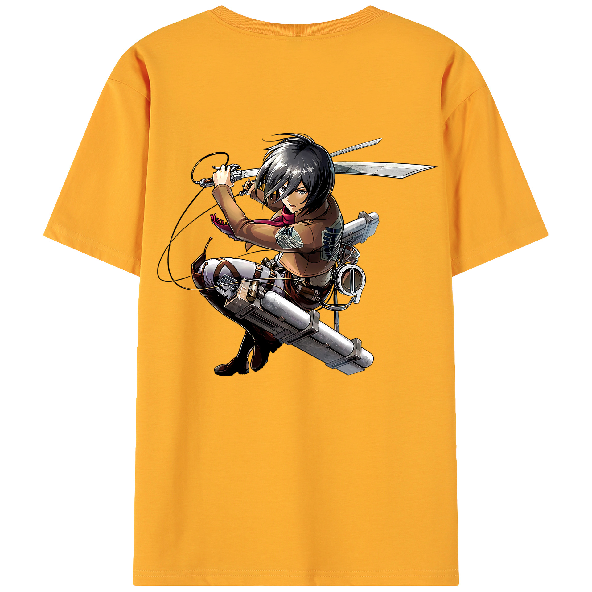 （画像用） 進撃の巨人 ミカサ·アッカーマン Attack on Titan Mikasa Ackerman 綿100％ メンズ半袖Tシャツ（バックプリント） 通気性