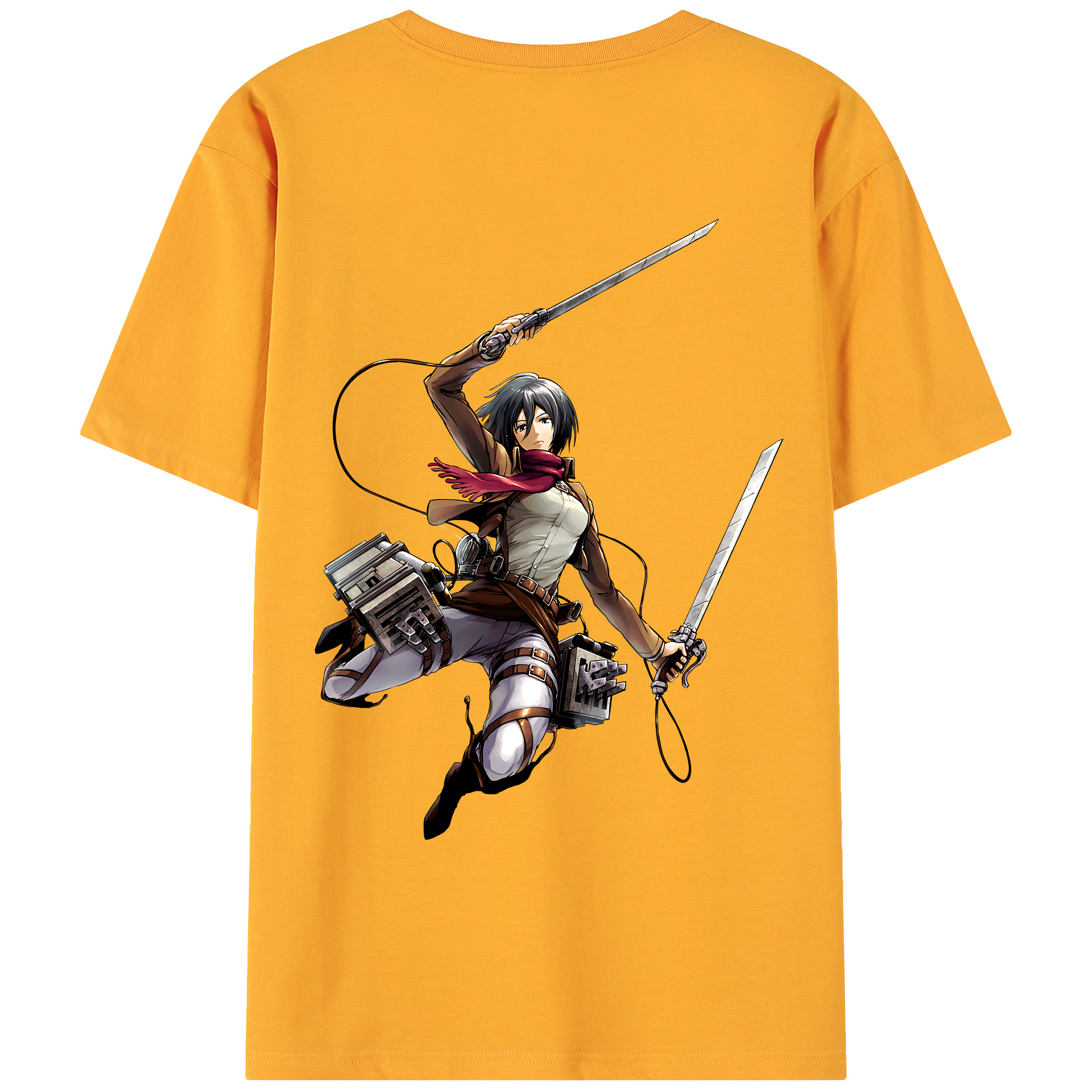 （画像用） 進撃の巨人 ミカサ·アッカーマン Attack on Titan Mikasa Ackerman 綿100％ メンズ半袖Tシャツ（バックプリント） 通気性