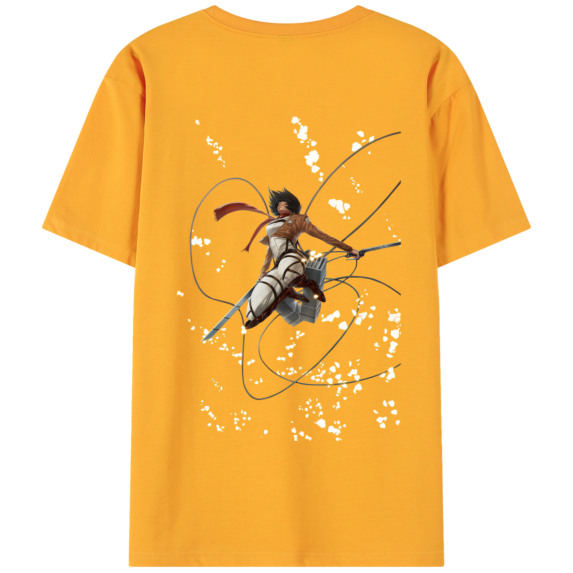 （画像用） 進撃の巨人 ミカサ·アッカーマン Attack on Titan Mikasa Ackerman 綿100％ メンズ半袖Tシャツ（バックプリント） 通気性