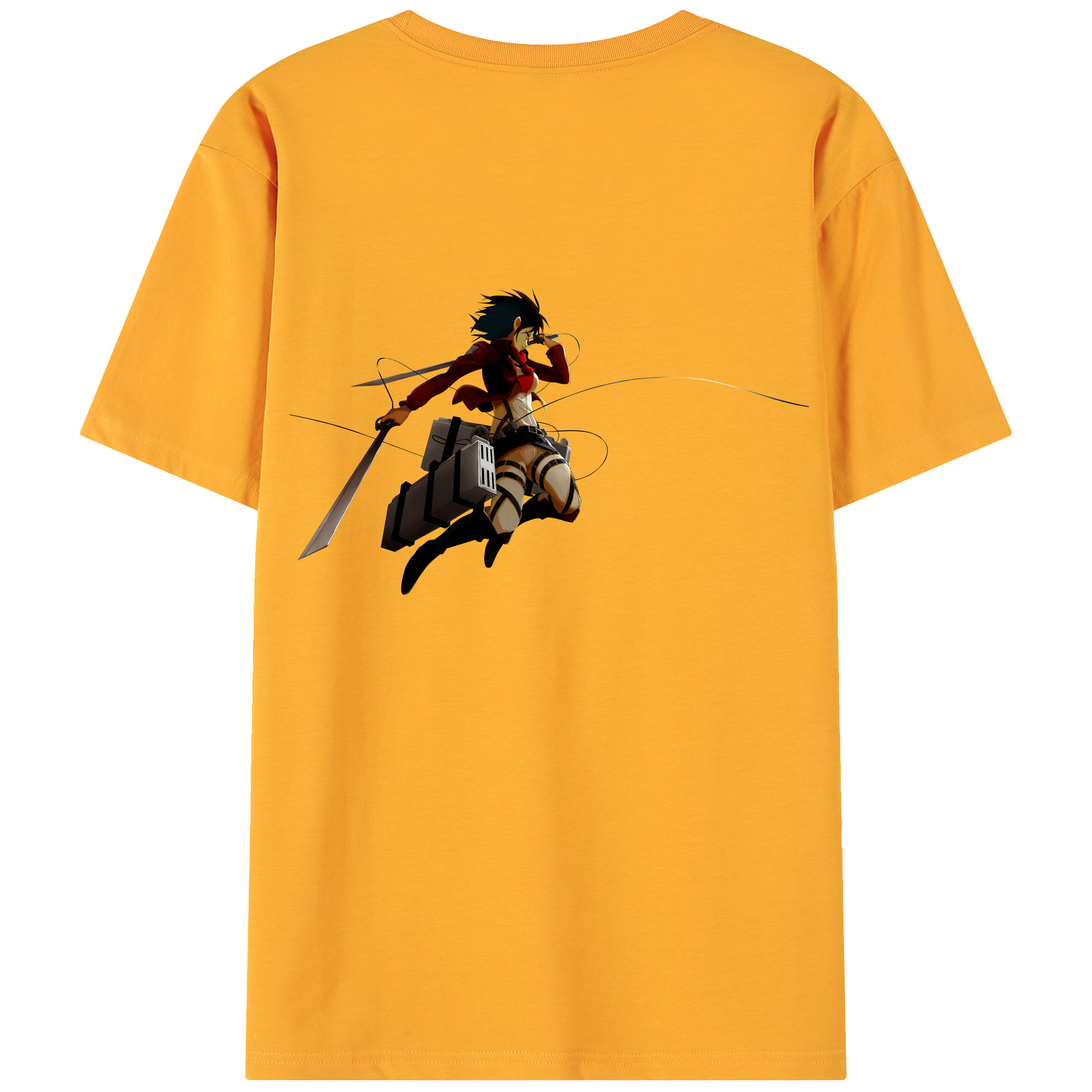 （画像用） 進撃の巨人 ミカサ·アッカーマン Attack on Titan Mikasa Ackerman 綿100％ メンズ半袖Tシャツ（バックプリント） 通気性