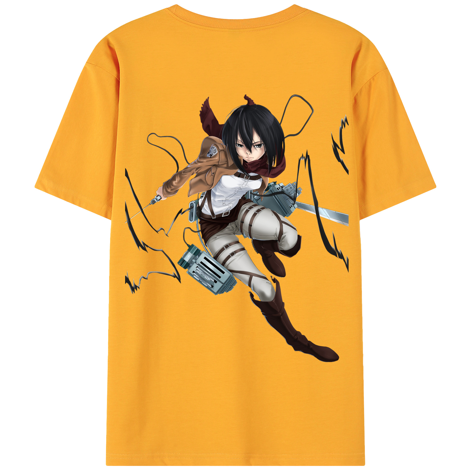 （画像用） 進撃の巨人 ミカサ·アッカーマン Attack on Titan Mikasa Ackerman 綿100％ メンズ半袖Tシャツ（バックプリント） 通気性
