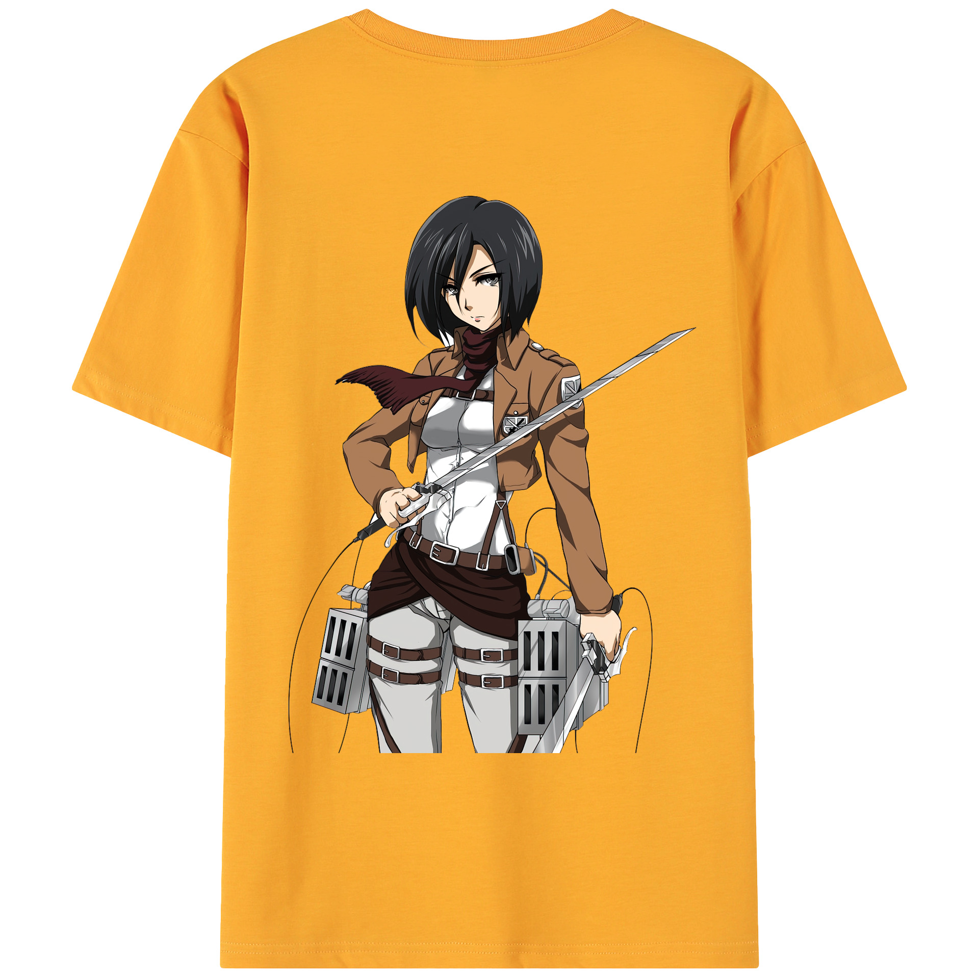 （画像用） 進撃の巨人 ミカサ·アッカーマン Attack on Titan Mikasa Ackerman 綿100％ メンズ半袖Tシャツ（バックプリント） 通気性