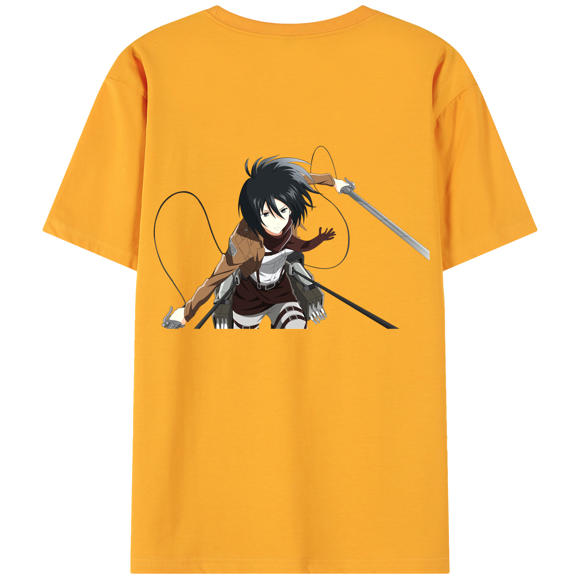 （画像用） 進撃の巨人 ミカサ·アッカーマン Attack on Titan Mikasa Ackerman 綿100％ メンズ半袖Tシャツ（バックプリント） 通気性