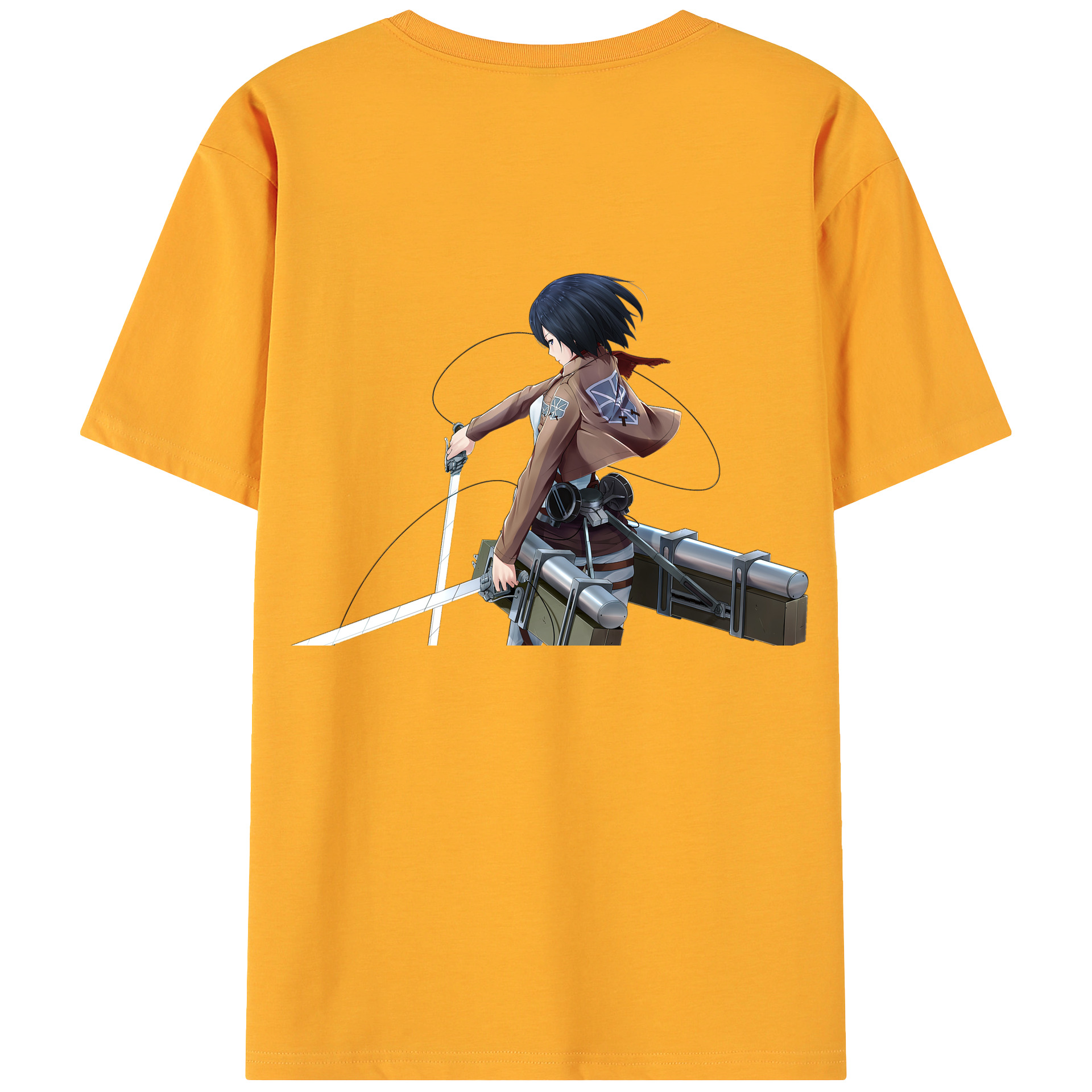 （画像用） 進撃の巨人 ミカサ·アッカーマン Attack on Titan Mikasa Ackerman 綿100％ メンズ半袖Tシャツ（バックプリント） 通気性