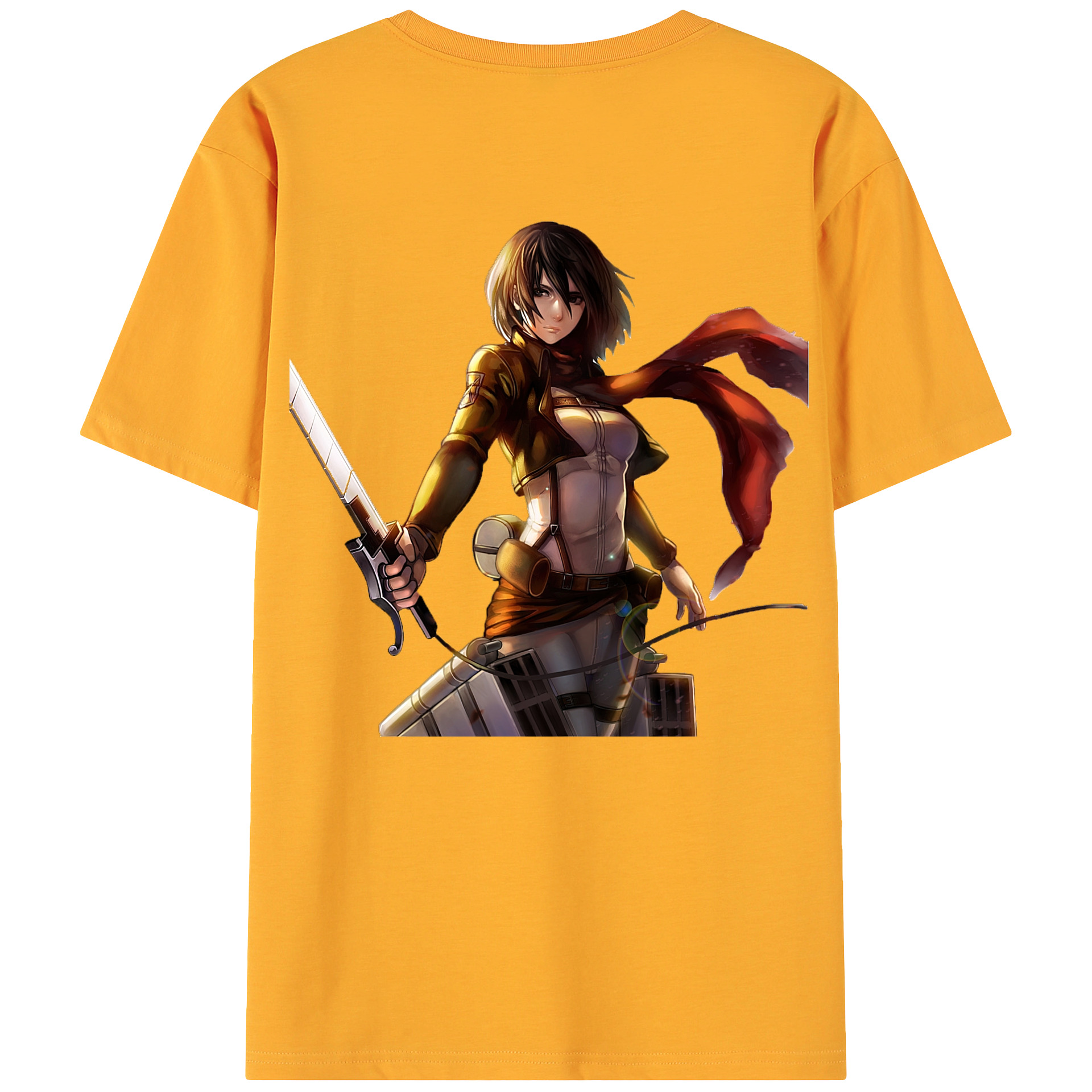 （画像用） 進撃の巨人 ミカサ·アッカーマン Attack on Titan Mikasa Ackerman 綿100％ メンズ半袖Tシャツ（バックプリント） 通気性
