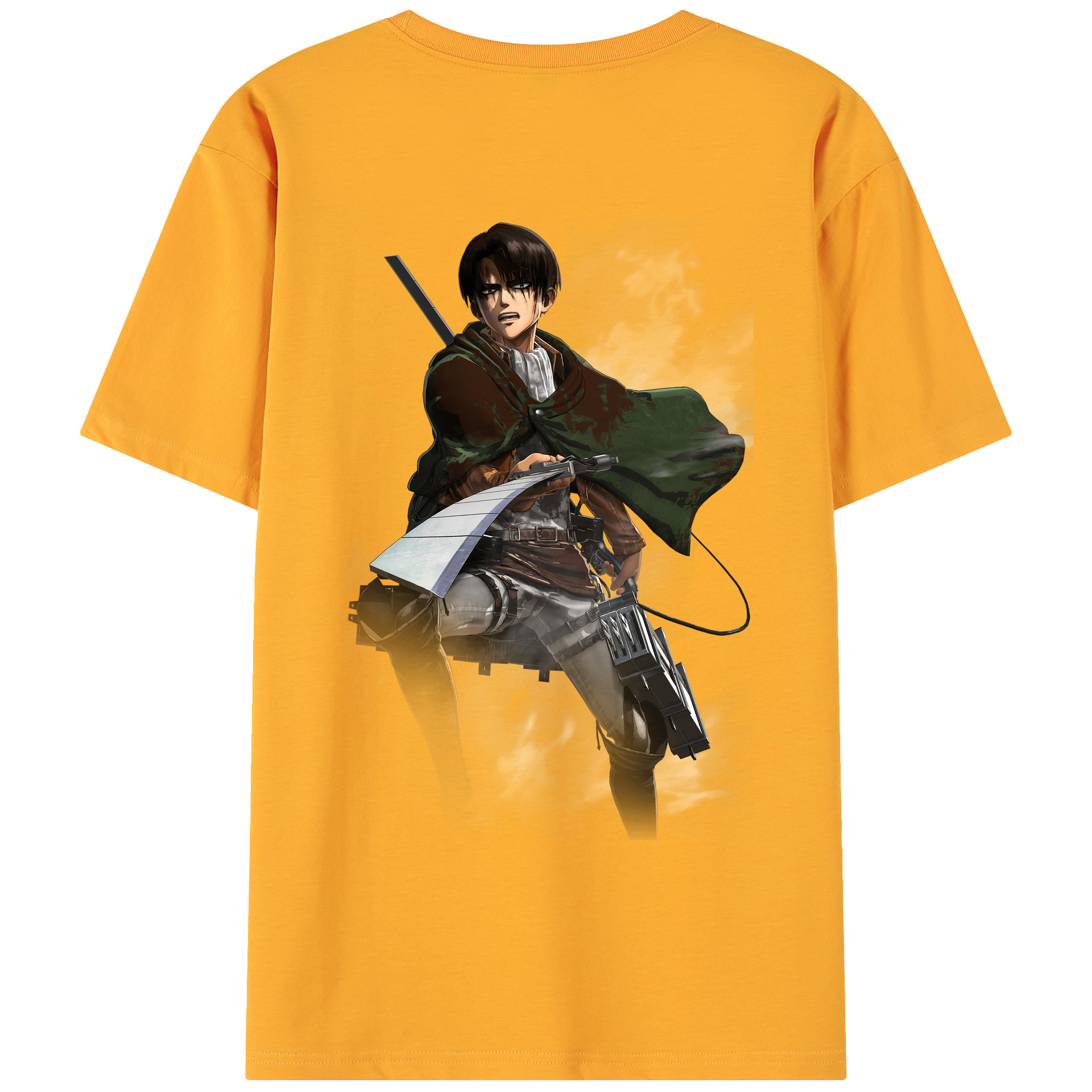 （画像用） 進撃の巨人 リヴァイ·アッカーマン Attack on Titan Levi Ackerman 綿100％ メンズ半袖Tシャツ（バックプリント） 通気性