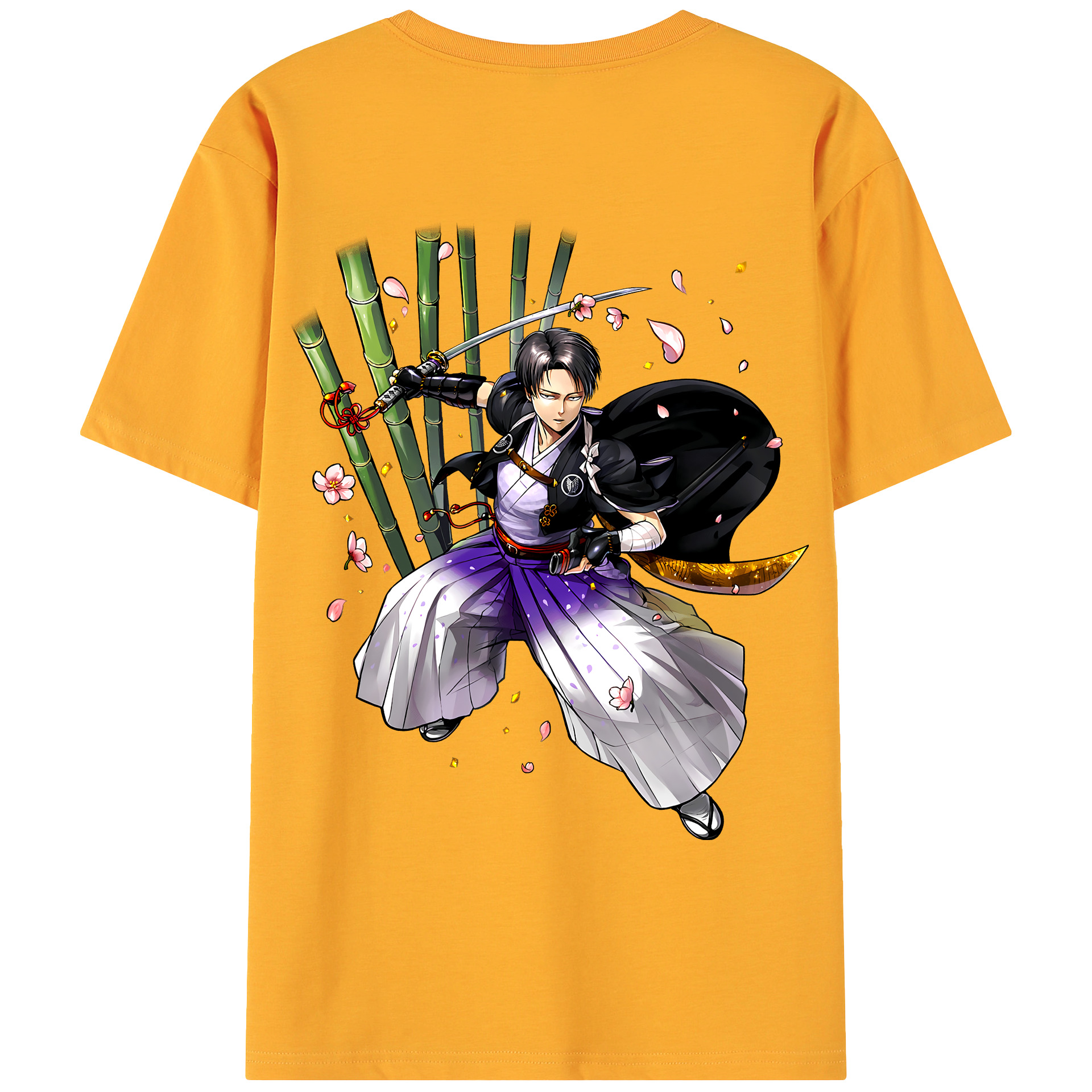 （画像用） 進撃の巨人 リヴァイ·アッカーマン Attack on Titan Levi Ackerman 綿100％ メンズ半袖Tシャツ（バックプリント） 通気性