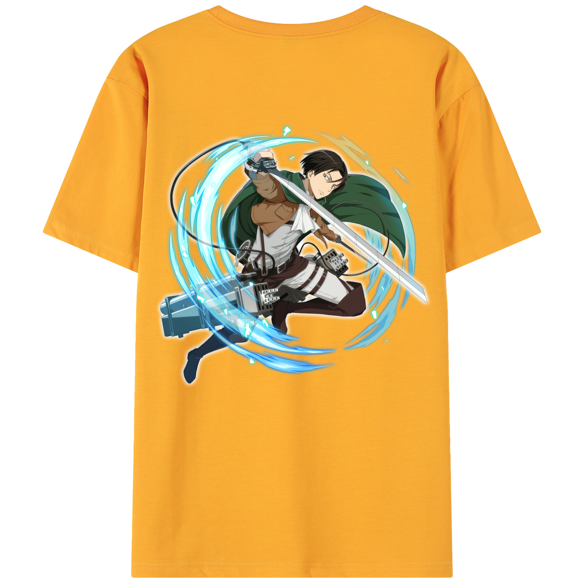 （画像用） 進撃の巨人 リヴァイ·アッカーマン Attack on Titan Levi Ackerman 綿100％ メンズ半袖Tシャツ（バックプリント） 通気性