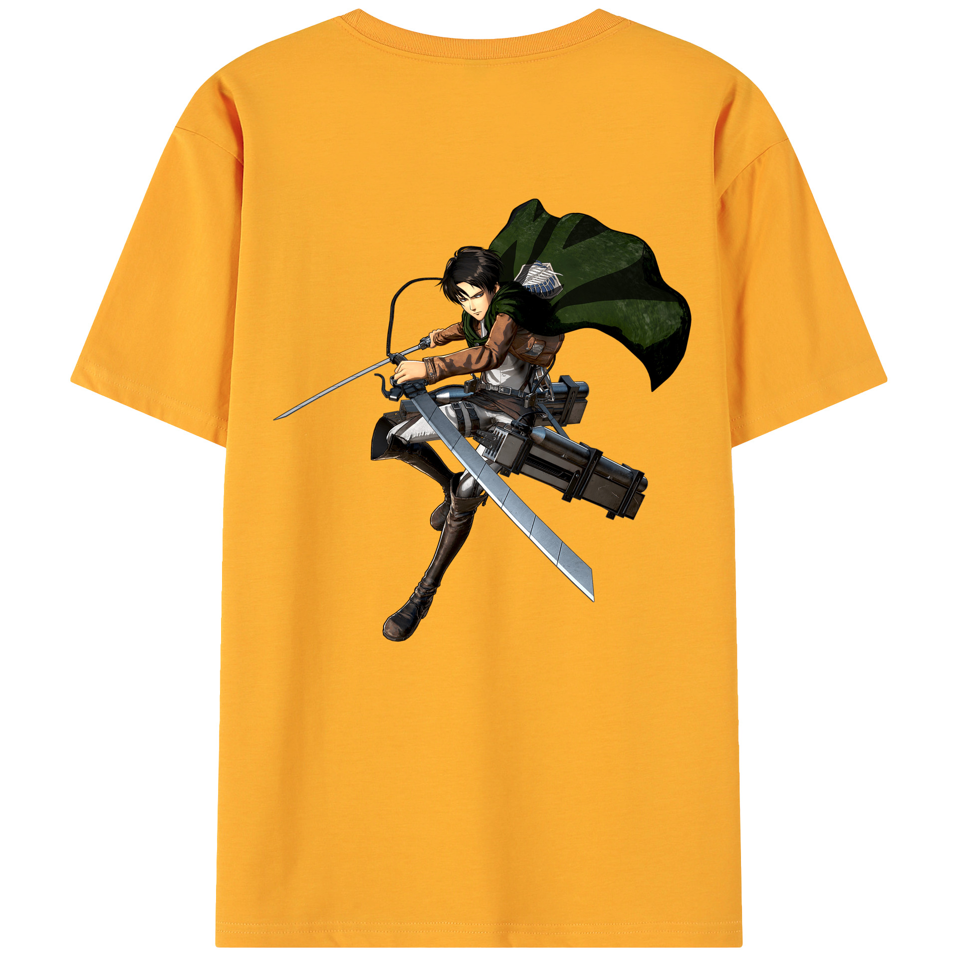 （画像用） 進撃の巨人 リヴァイ·アッカーマン Attack on Titan Levi Ackerman 綿100％ メンズ半袖Tシャツ（バックプリント） 通気性