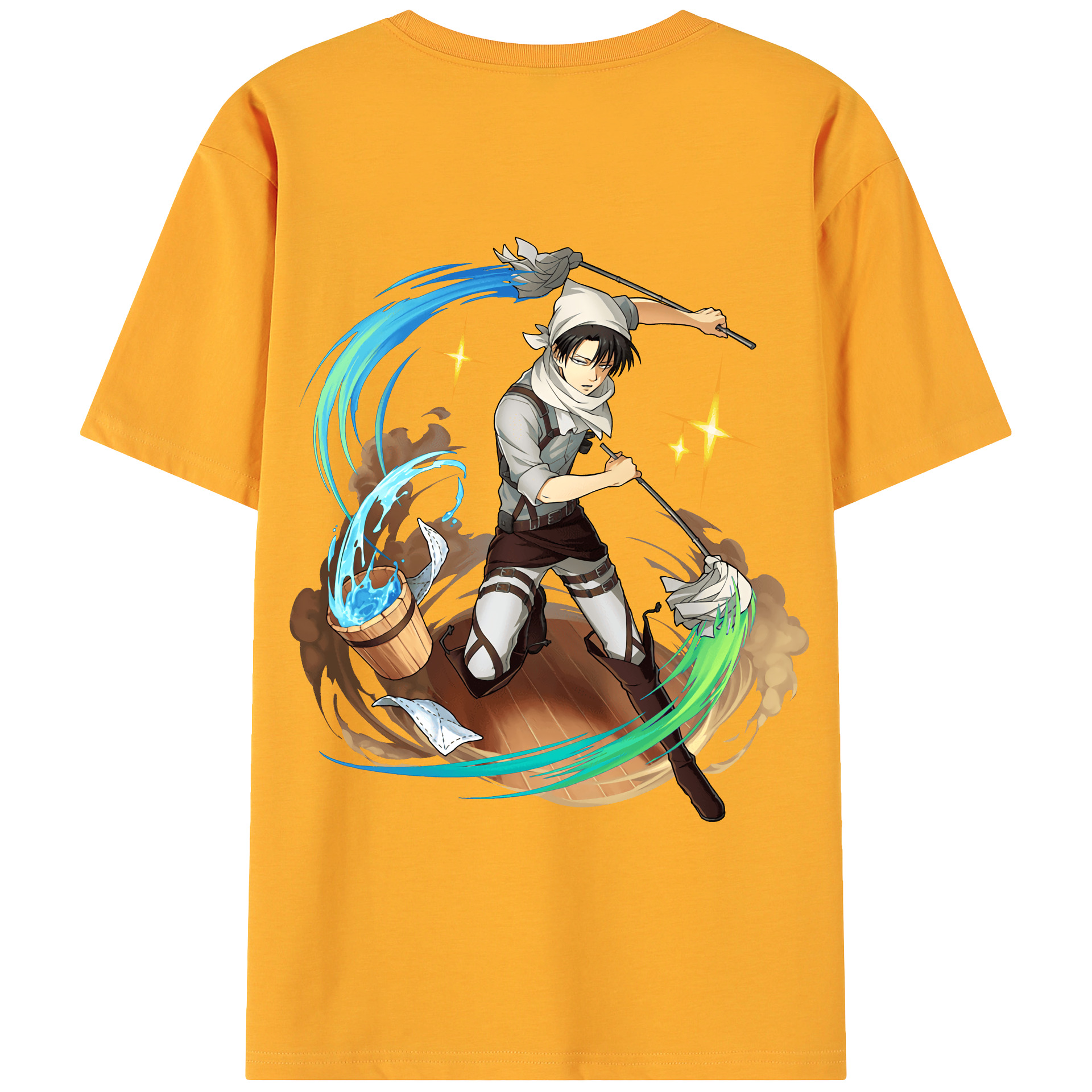 （画像用） 進撃の巨人 リヴァイ·アッカーマン Attack on Titan Levi Ackerman 綿100％ メンズ半袖Tシャツ（バックプリント） 通気性