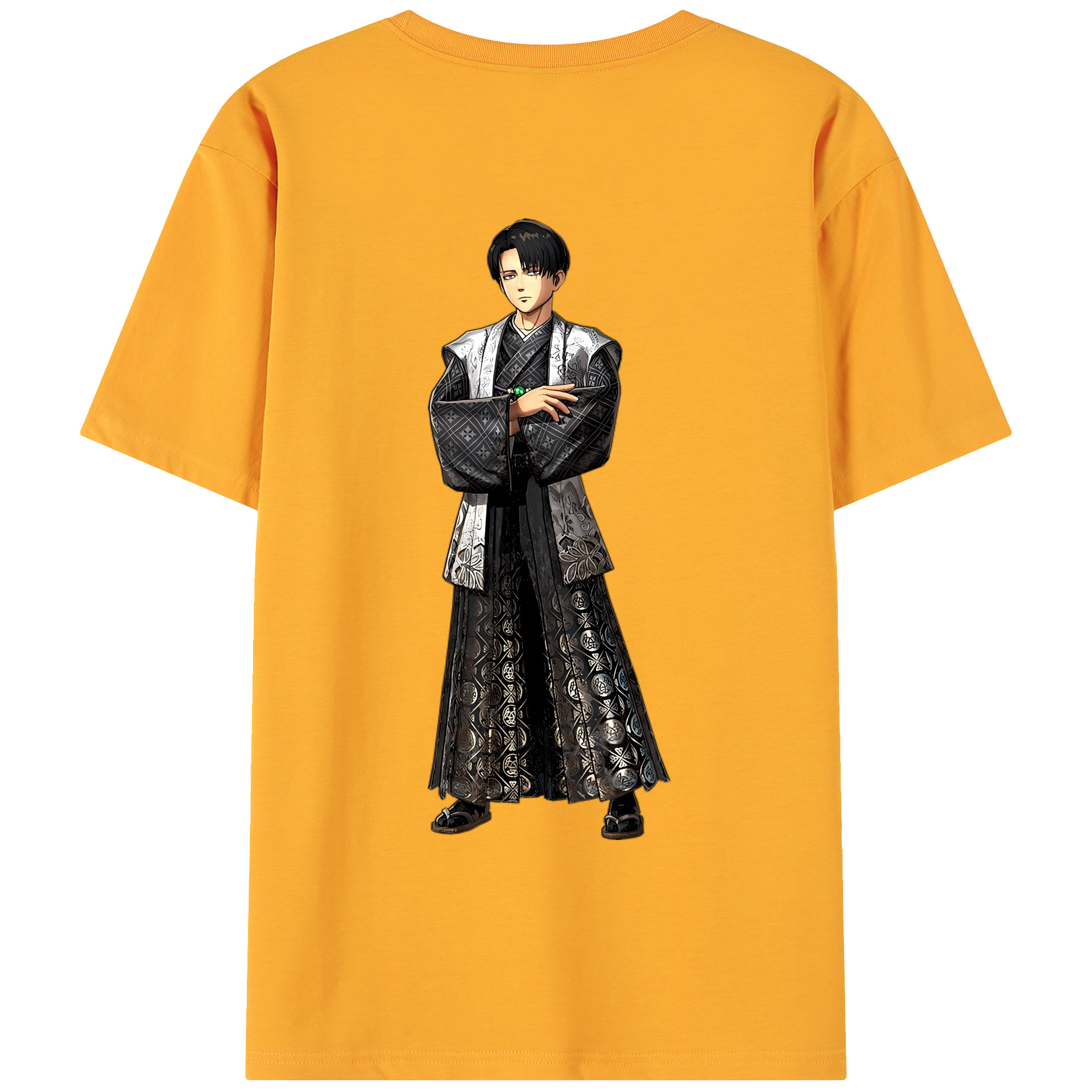 （画像用） 進撃の巨人 リヴァイ·アッカーマン Attack on Titan Levi Ackerman 綿100％ メンズ半袖Tシャツ（バックプリント） 通気性