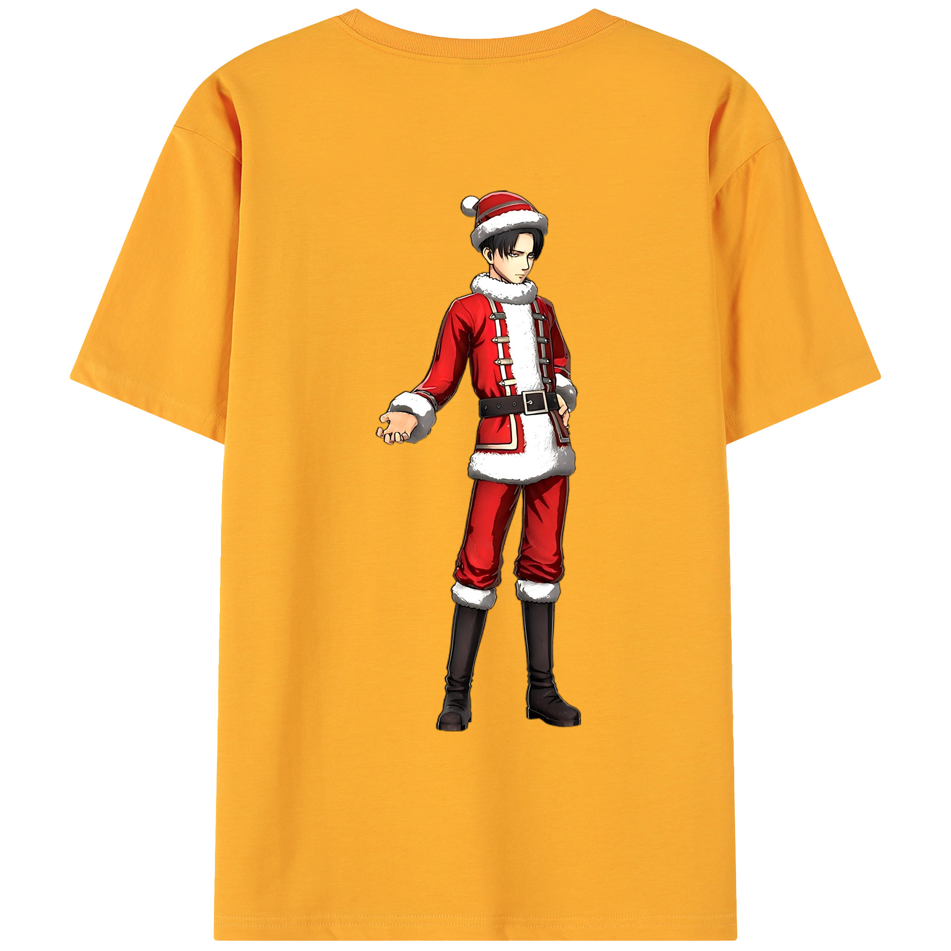 （画像用） 進撃の巨人 リヴァイ·アッカーマン Attack on Titan Levi Ackerman 綿100％ メンズ半袖Tシャツ（バックプリント） 通気性