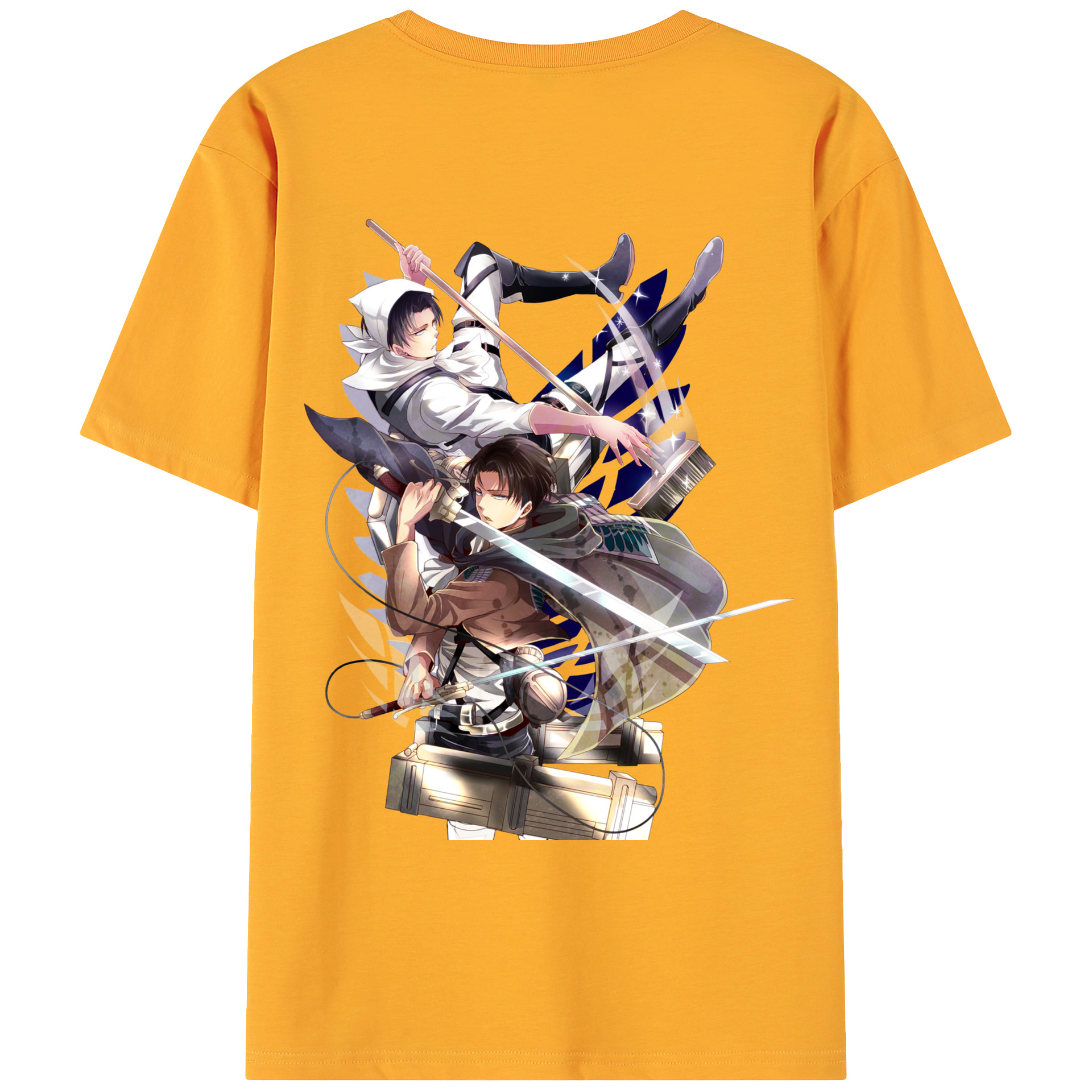 （画像用） 進撃の巨人 リヴァイ·アッカーマン Attack on Titan Levi Ackerman 綿100％ メンズ半袖Tシャツ（バックプリント） 通気性