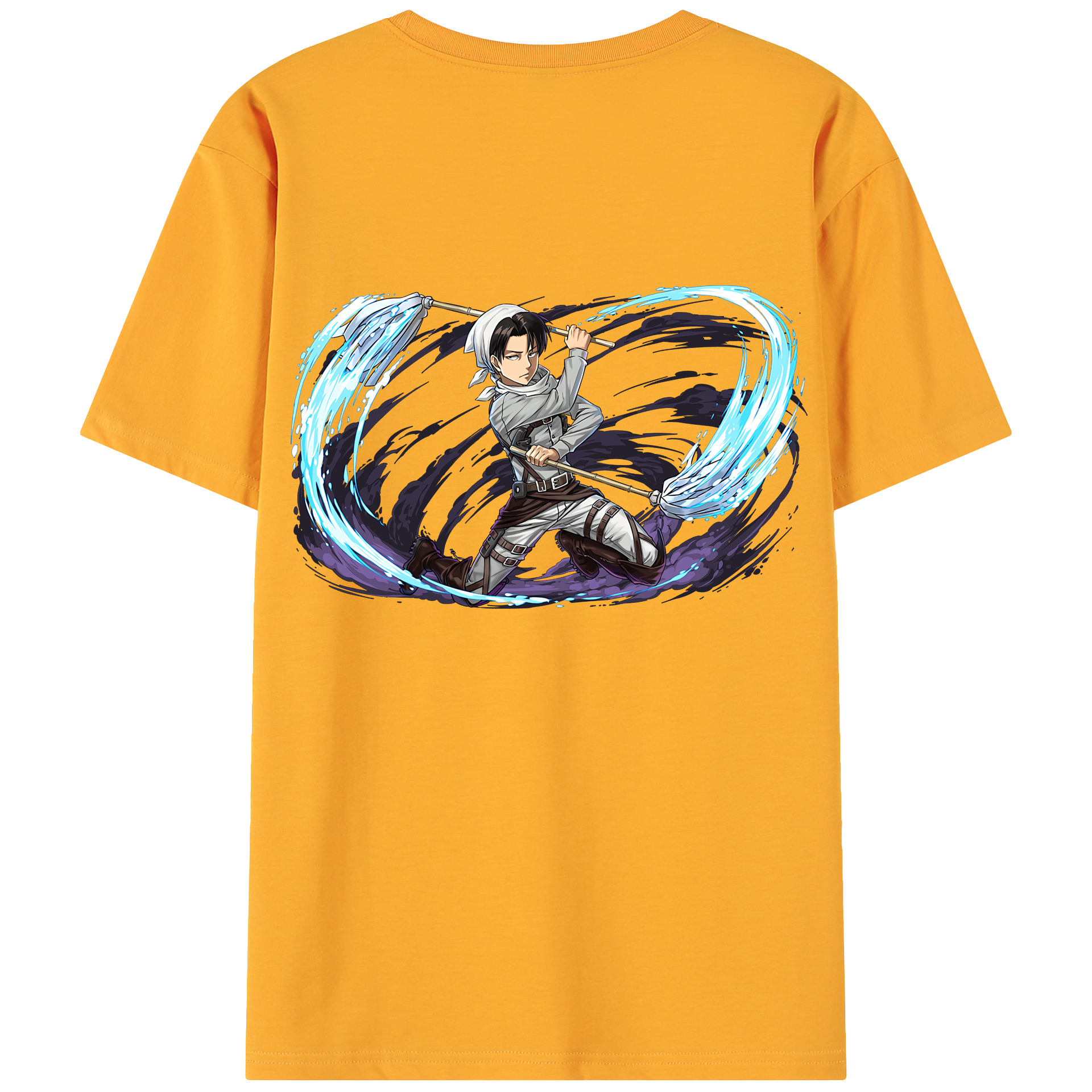 （画像用） 進撃の巨人 リヴァイ·アッカーマン Attack on Titan Levi Ackerman 綿100％ メンズ半袖Tシャツ（バックプリント） 通気性