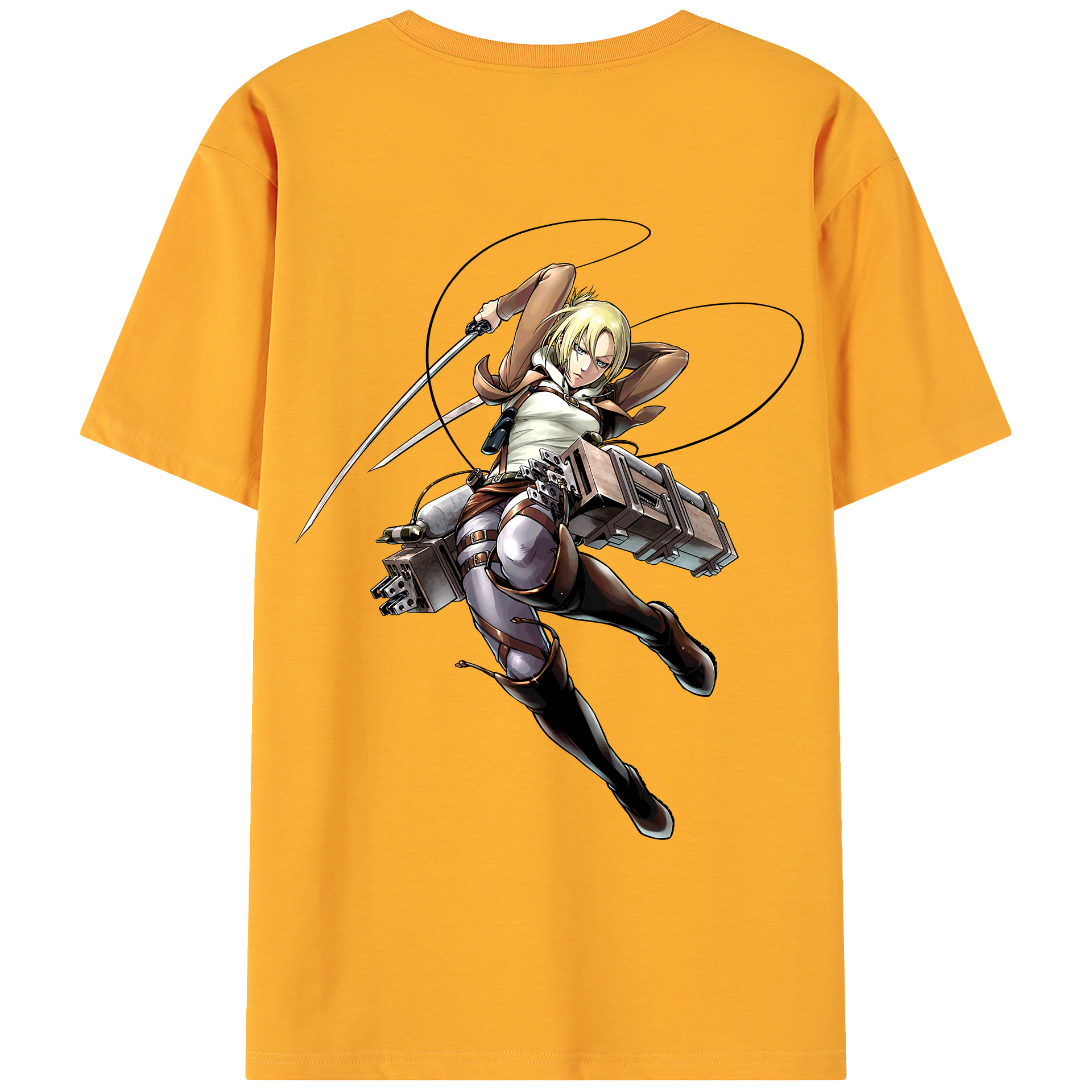 （画像用） 進撃の巨人 アニ・レオンハート Attack on Titan Annie Leonhart 綿100％ メンズ半袖Tシャツ（バックプリント） 通気性