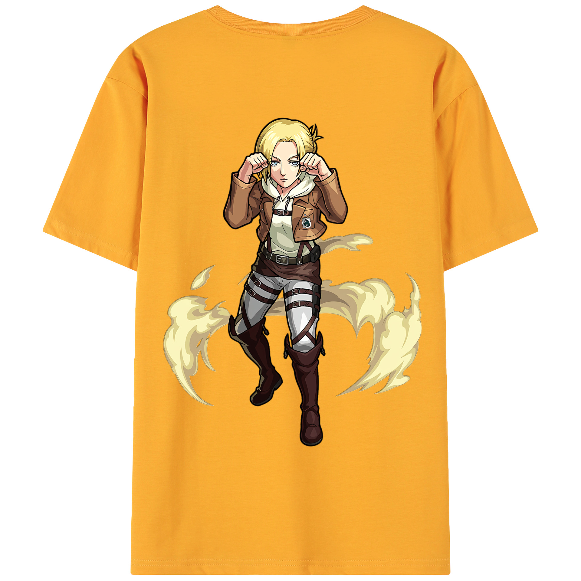 （画像用） 進撃の巨人 アニ・レオンハート Attack on Titan Annie Leonhart 綿100％ メンズ半袖Tシャツ（バックプリント） 通気性