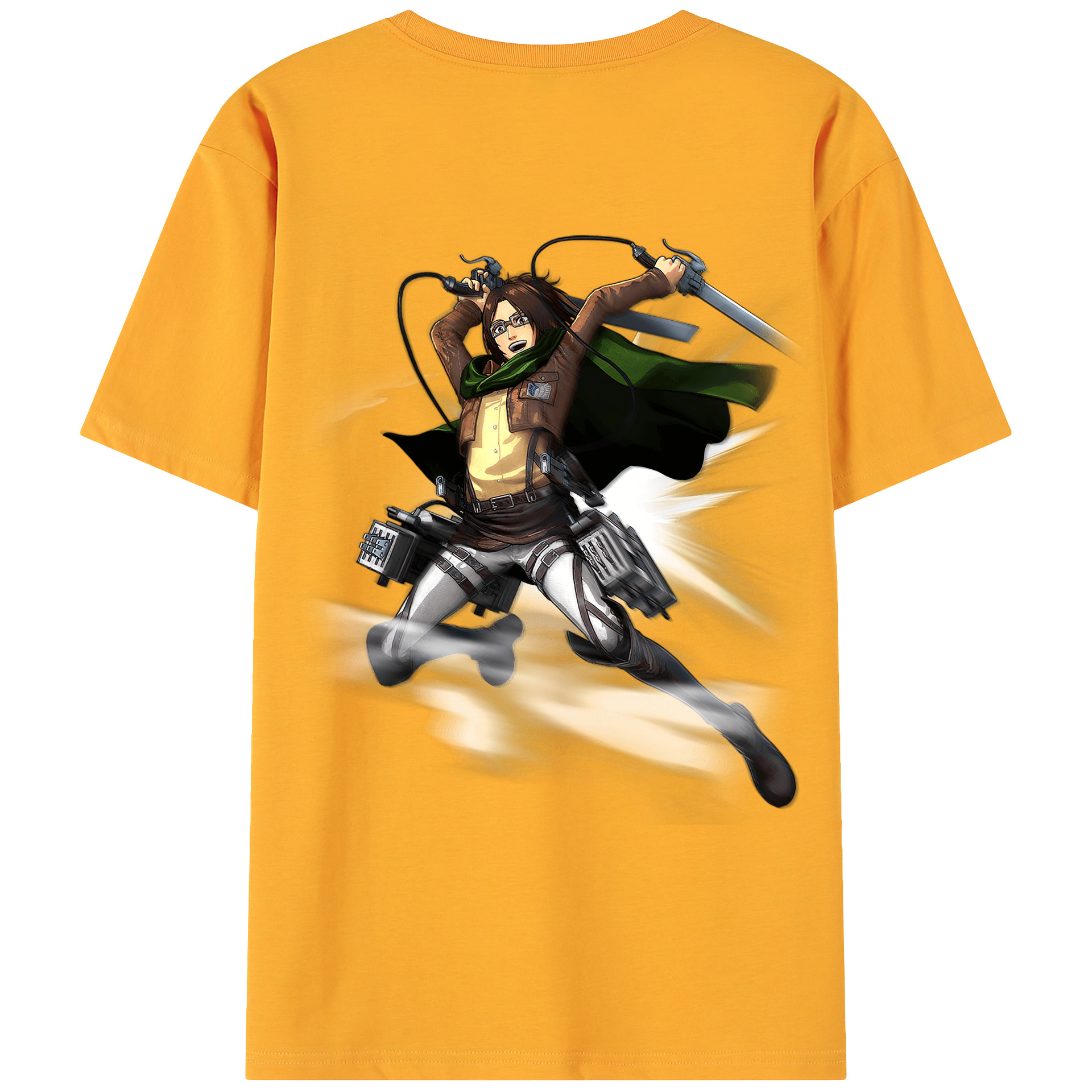 （画像用） 進撃の巨人 ハンジ·ゾエ Attack on Titan Hanji Zoe 綿100％ メンズ半袖Tシャツ（バックプリント） 通気性