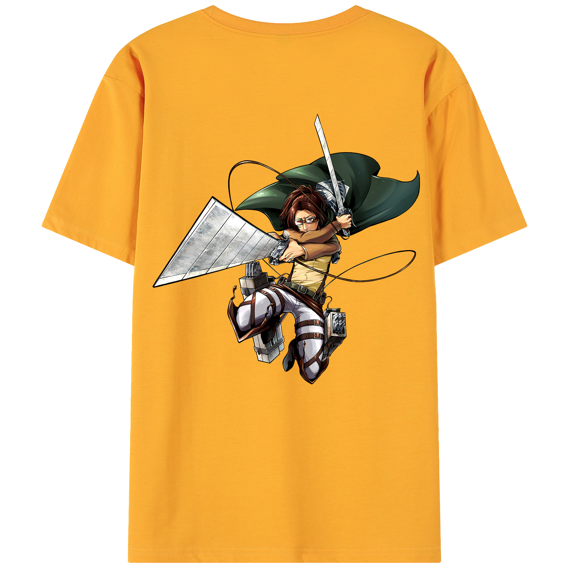 （画像用） 進撃の巨人 ハンジ·ゾエ Attack on Titan Hanji Zoe 綿100％ メンズ半袖Tシャツ（バックプリント） 通気性