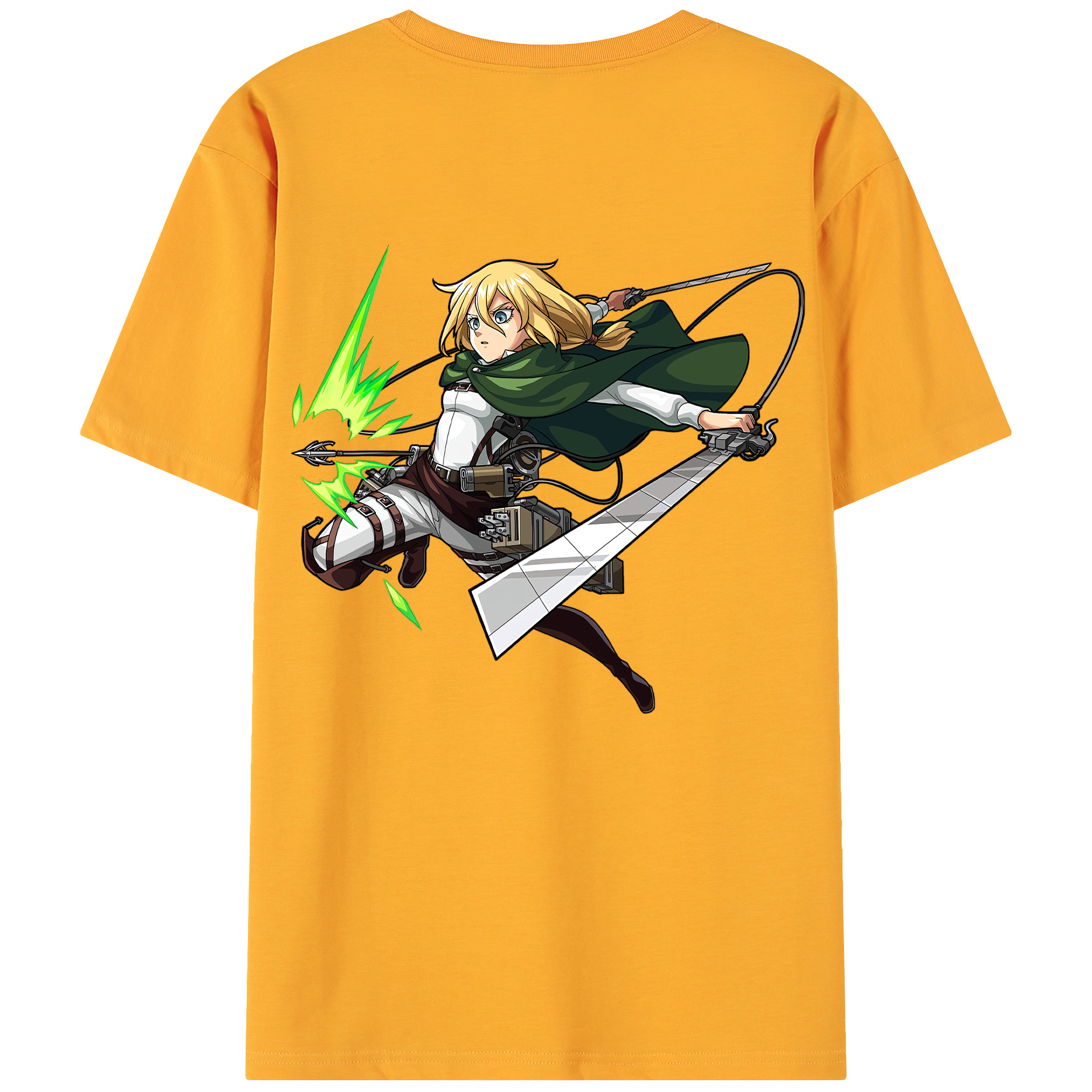 （画像用） 進撃の巨人 クリスタ·レンズ Attack on Titan Christa Lenz 綿100％ メンズ半袖Tシャツ（バックプリント） 通気性