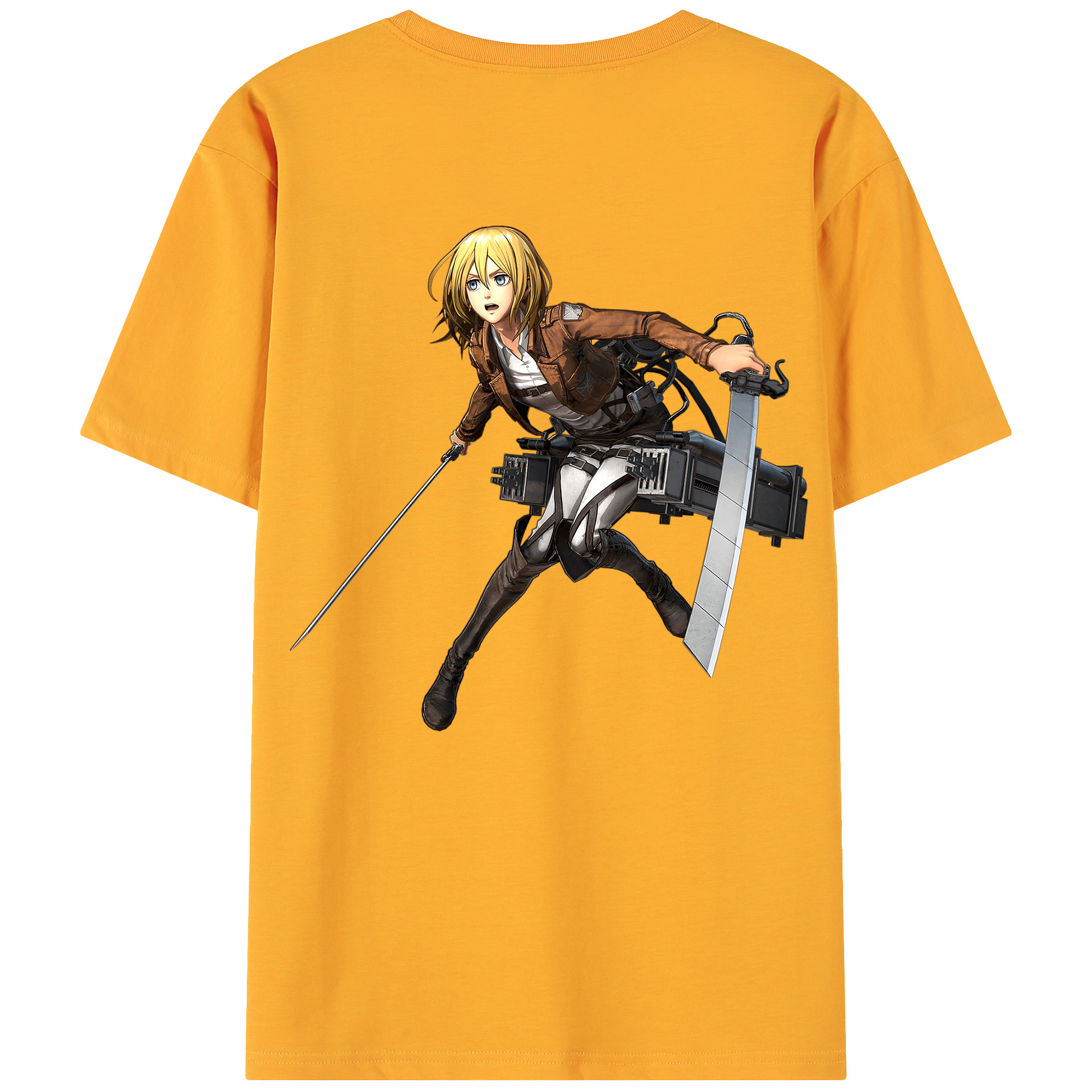（画像用） 進撃の巨人 クリスタ·レンズ Attack on Titan Christa Lenz 綿100％ メンズ半袖Tシャツ（バックプリント） 通気性
