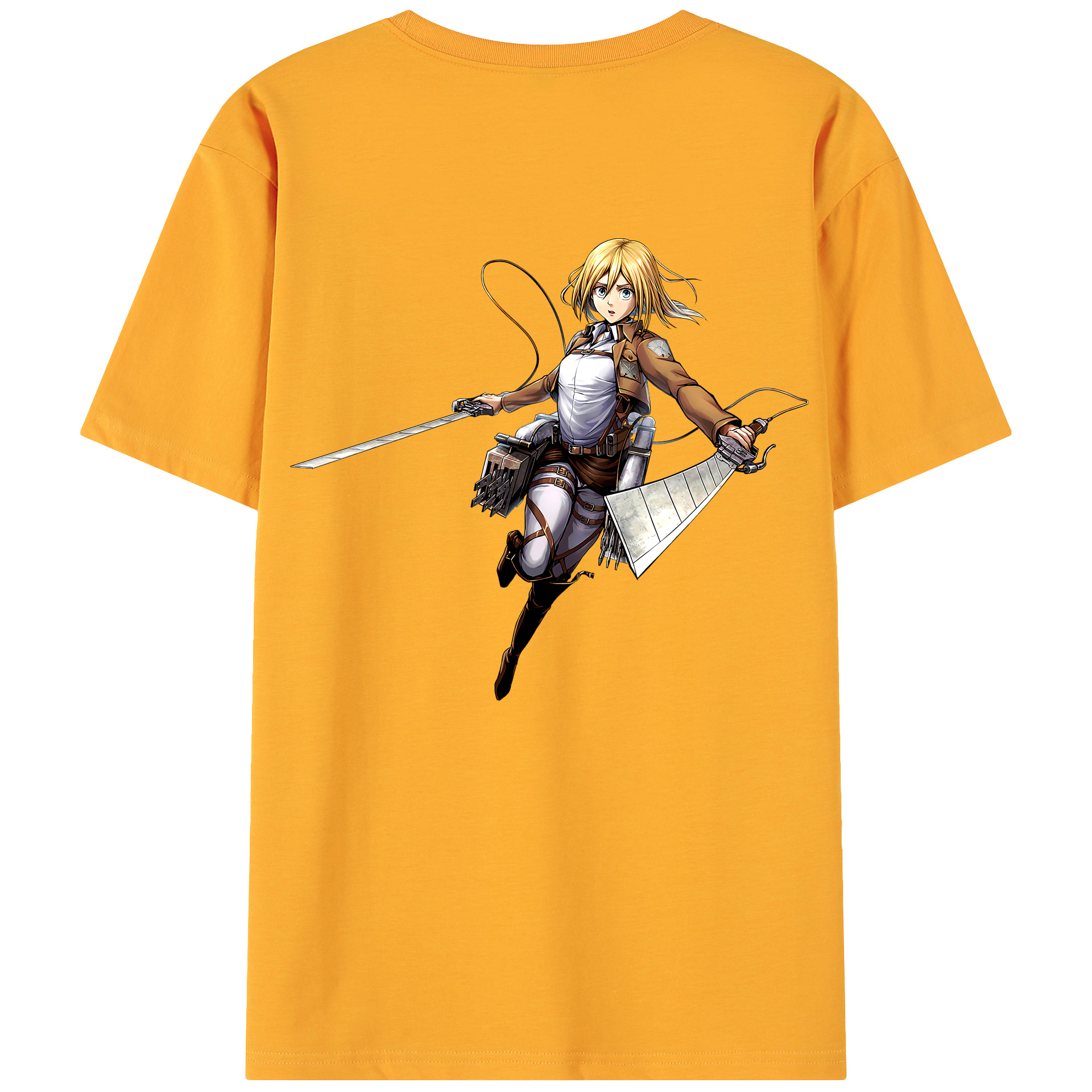 （画像用） 進撃の巨人 クリスタ·レンズ Attack on Titan Christa Lenz 綿100％ メンズ半袖Tシャツ（バックプリント） 通気性