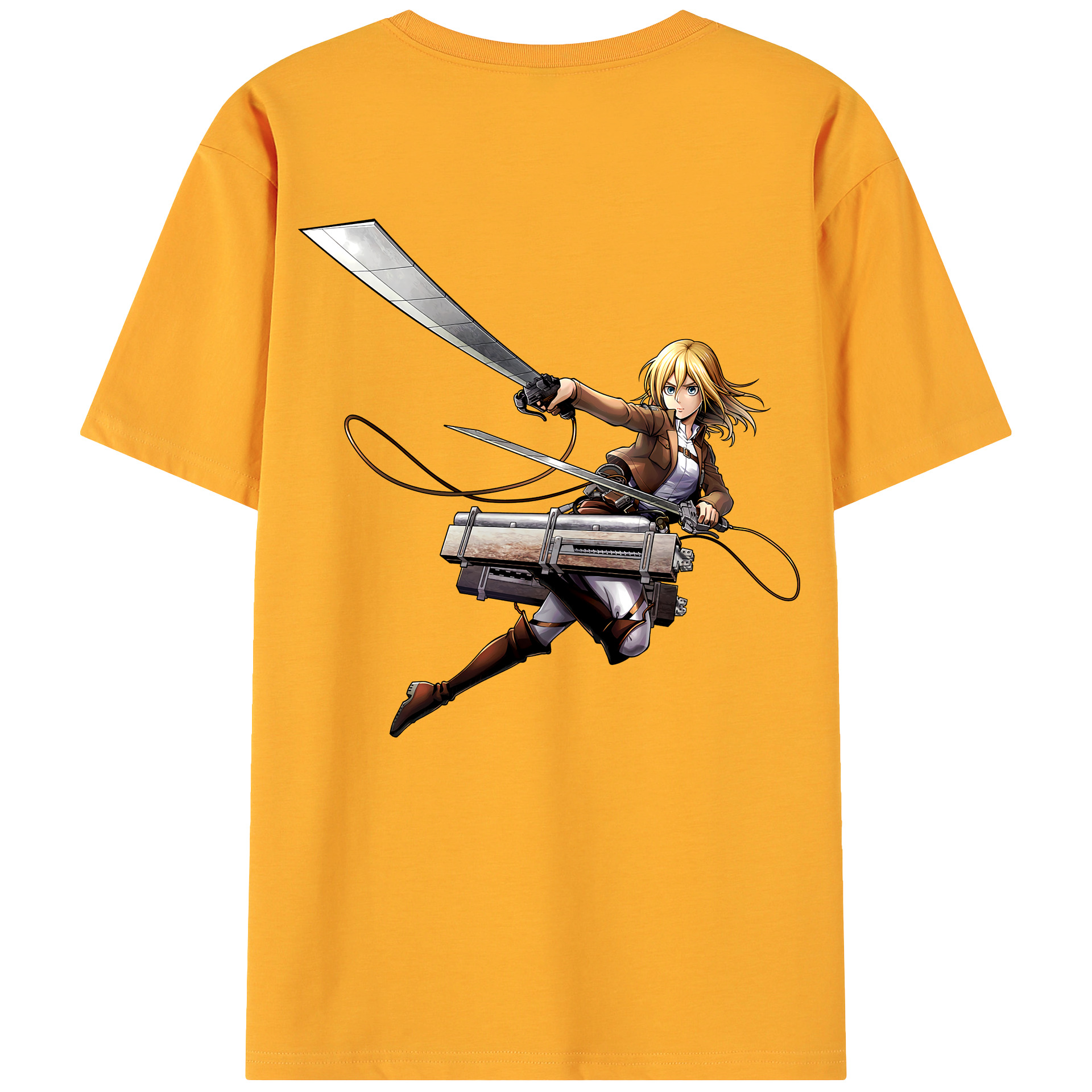 （画像用） 進撃の巨人 クリスタ·レンズ Attack on Titan Christa Lenz 綿100％ メンズ半袖Tシャツ（バックプリント） 通気性