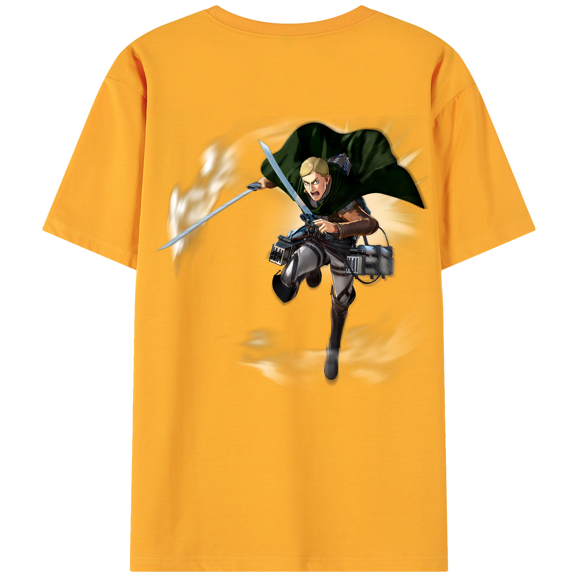 （画像用） 進撃の巨人 エルヴィン・スミス Attack on Titan Erwin Smith 綿100％ メンズ半袖Tシャツ（バックプリント） 通気性
