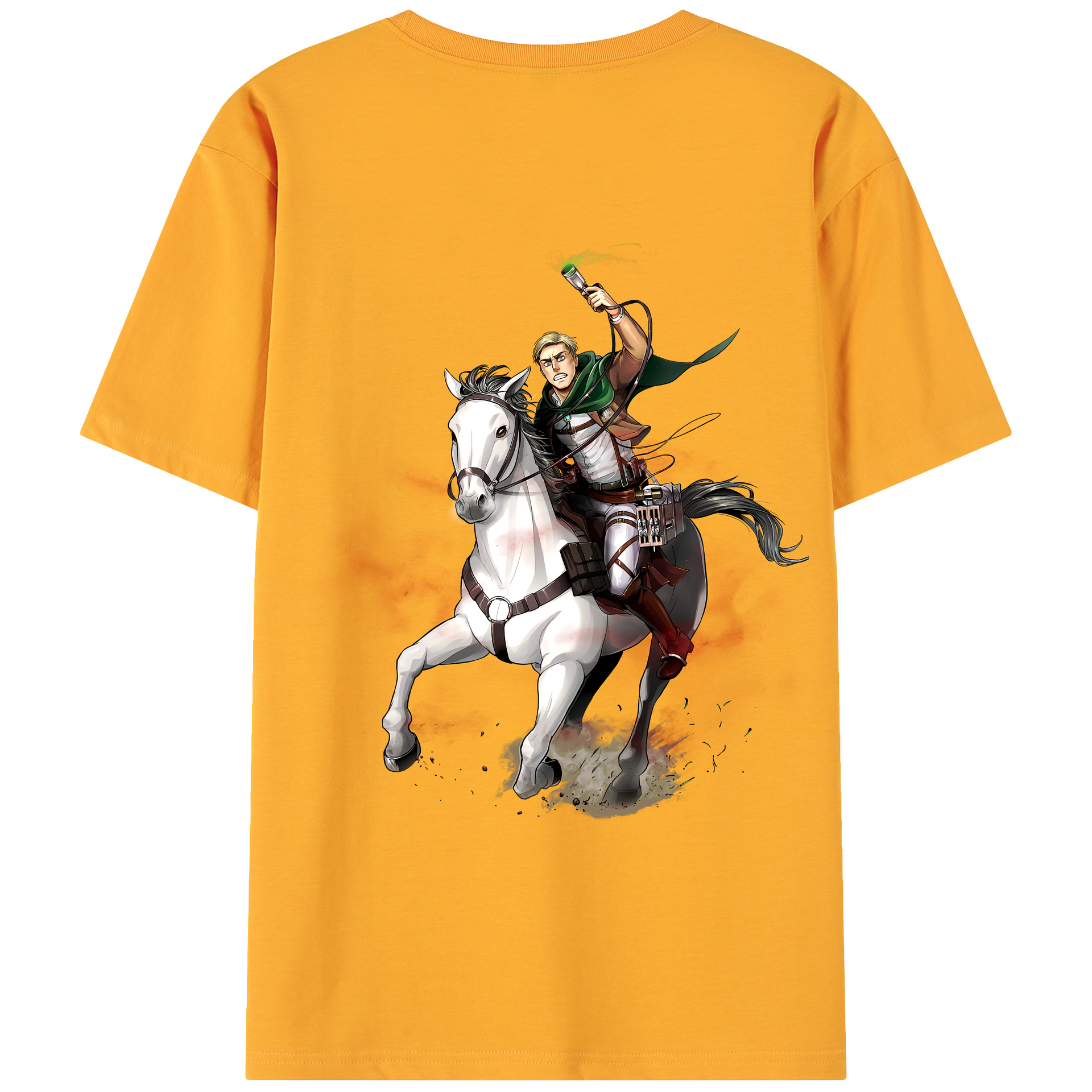 （画像用） 進撃の巨人 エルヴィン・スミス Attack on Titan Erwin Smith 綿100％ メンズ半袖Tシャツ（バックプリント） 通気性
