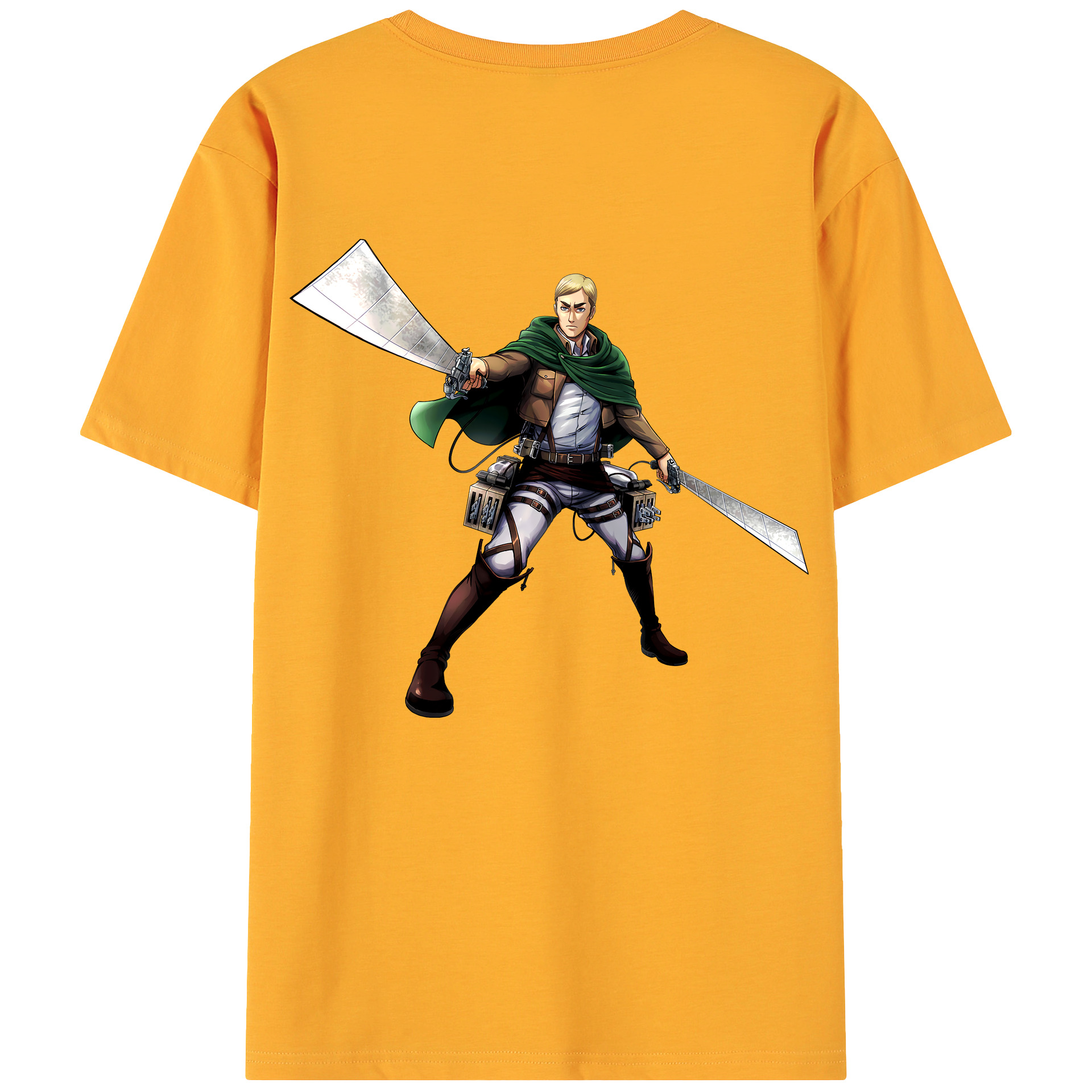 （画像用） 進撃の巨人 エルヴィン・スミス Attack on Titan Erwin Smith 綿100％ メンズ半袖Tシャツ（バックプリント） 通気性
