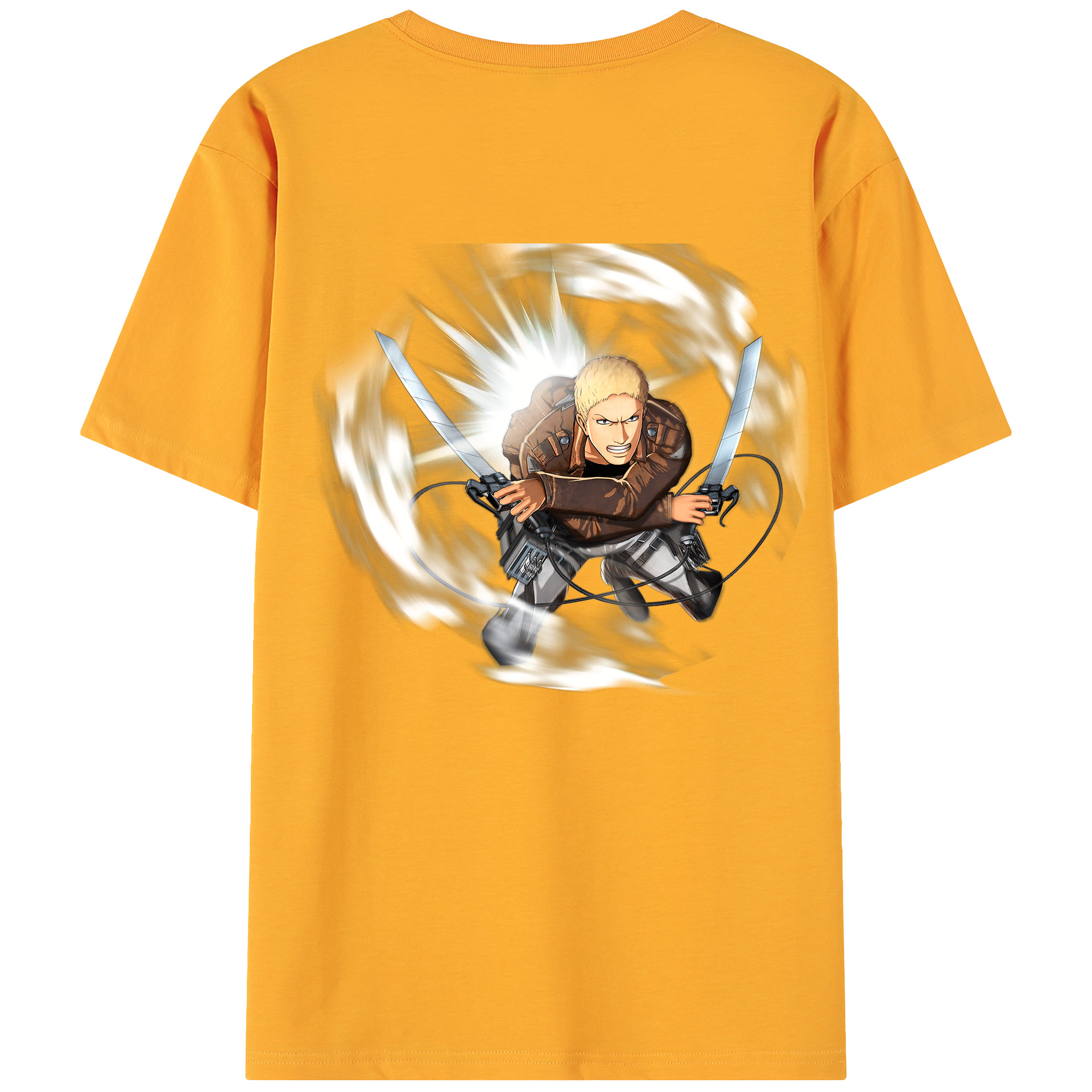 （画像用） 進撃の巨人 ライナー・ブラウン Attack on Titan Reiner Braun 綿100％ メンズ半袖Tシャツ（バックプリント） 通気性