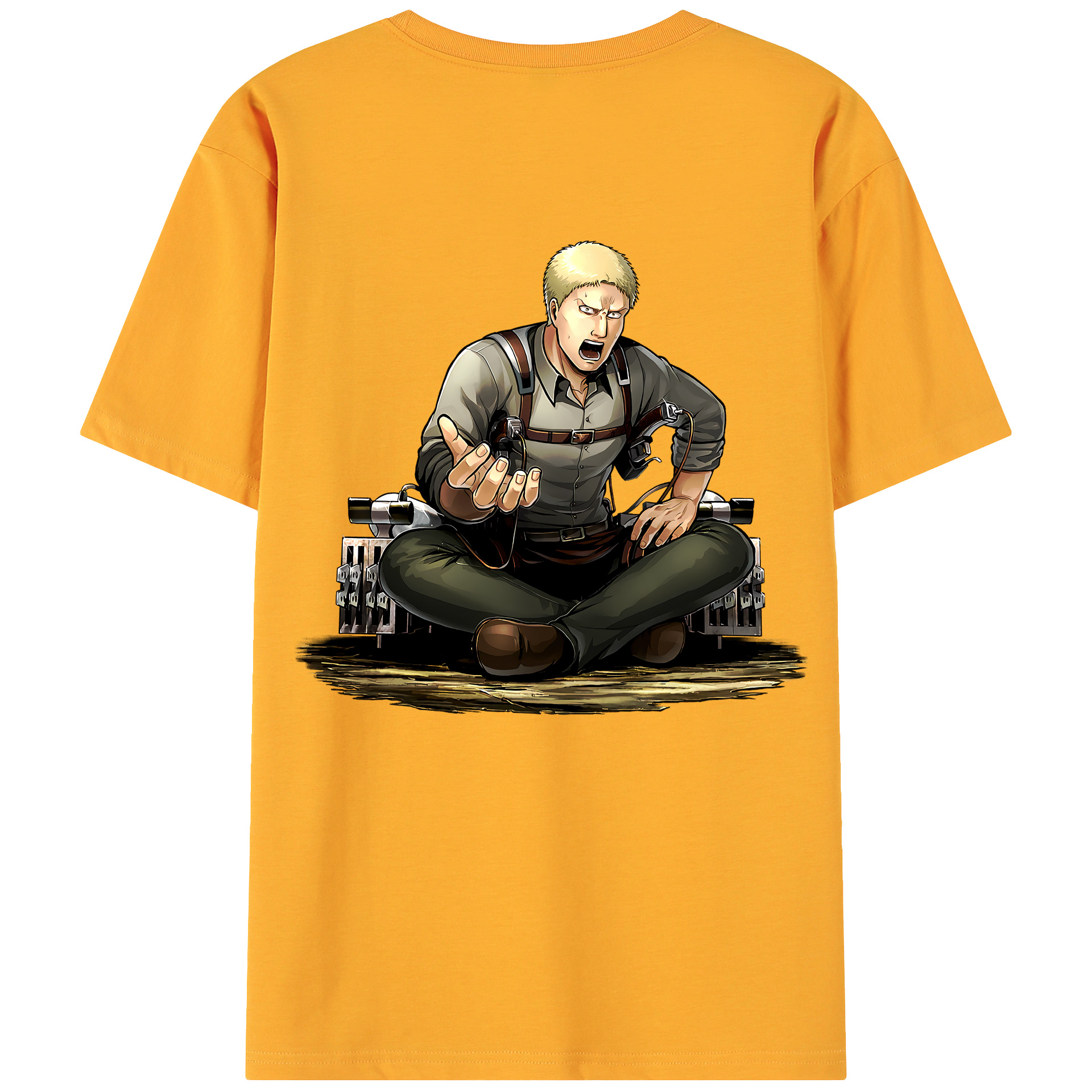 （画像用） 進撃の巨人 ライナー・ブラウン Attack on Titan Reiner Braun 綿100％ メンズ半袖Tシャツ（バックプリント） 通気性