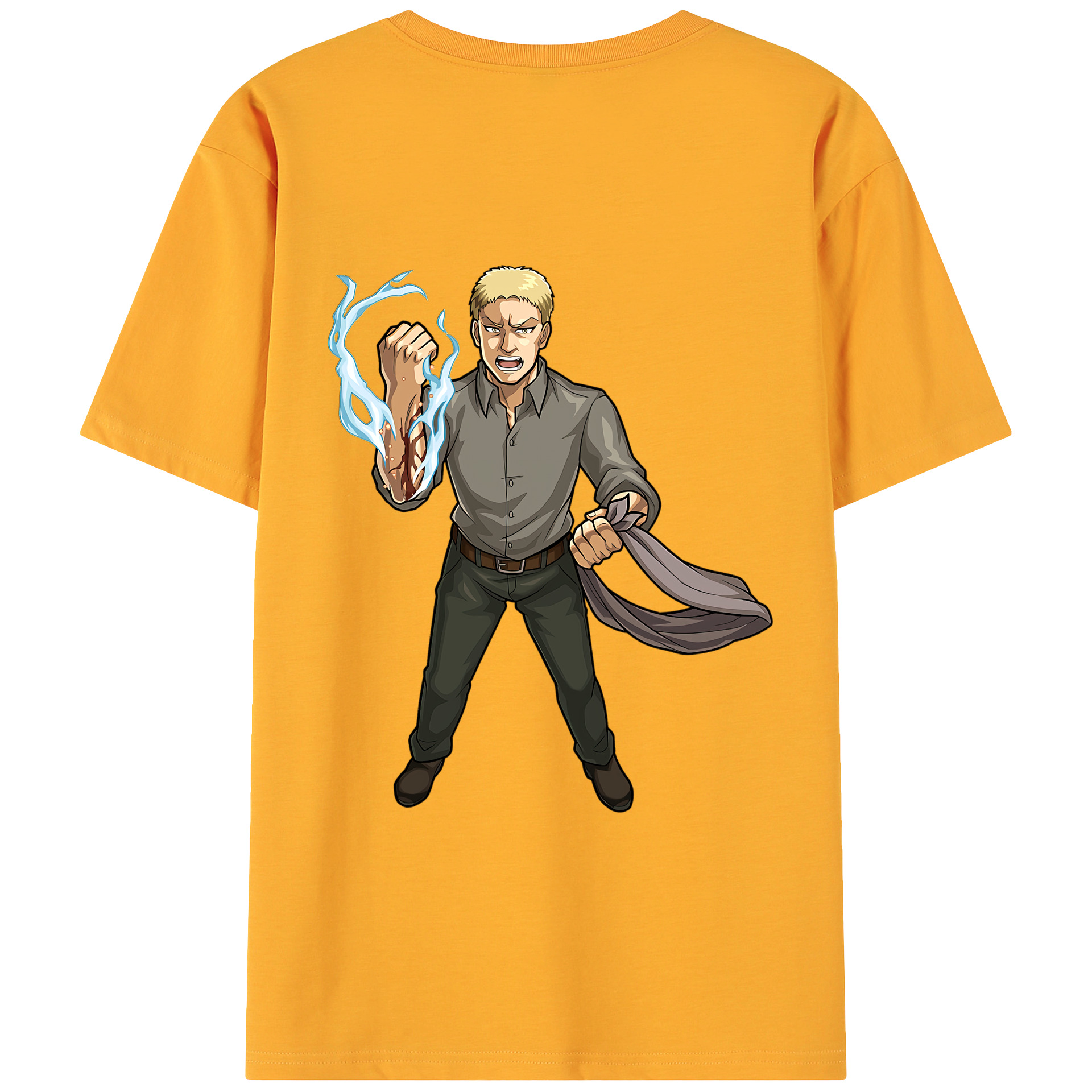 （画像用） 進撃の巨人 ライナー・ブラウン Attack on Titan Reiner Braun 綿100％ メンズ半袖Tシャツ（バックプリント） 通気性