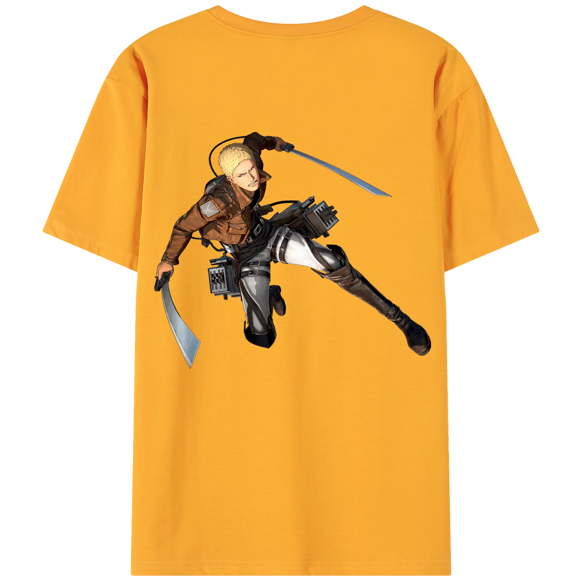 （画像用） 進撃の巨人 ライナー・ブラウン Attack on Titan Reiner Braun 綿100％ メンズ半袖Tシャツ（バックプリント） 通気性