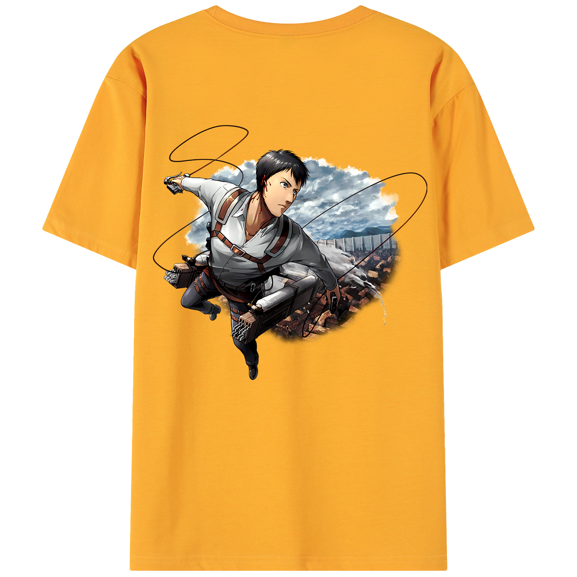（画像用） 進撃の巨人 ベルトルト・フーバー Attack on Titan Bertholdt Hoover 綿100％ メンズ半袖Tシャツ（バックプリント） 通気性