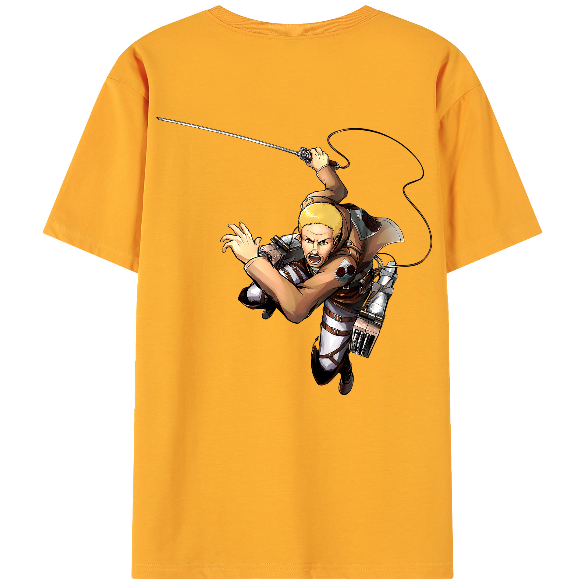 （画像用） 進撃の巨人 ハンネス Attack on Titan Hannes 綿100％ メンズ半袖Tシャツ（バックプリント） 通気性