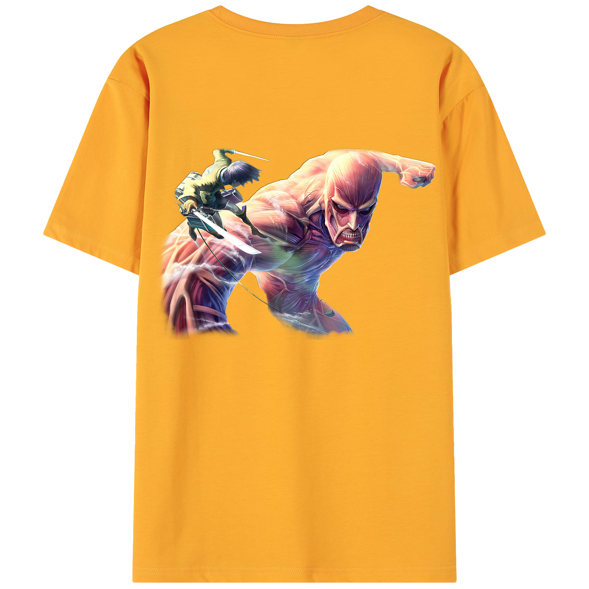 （画像用） 進撃の巨人 Attack on Titan 綿100％ メンズ半袖Tシャツ（バックプリント） 通気性