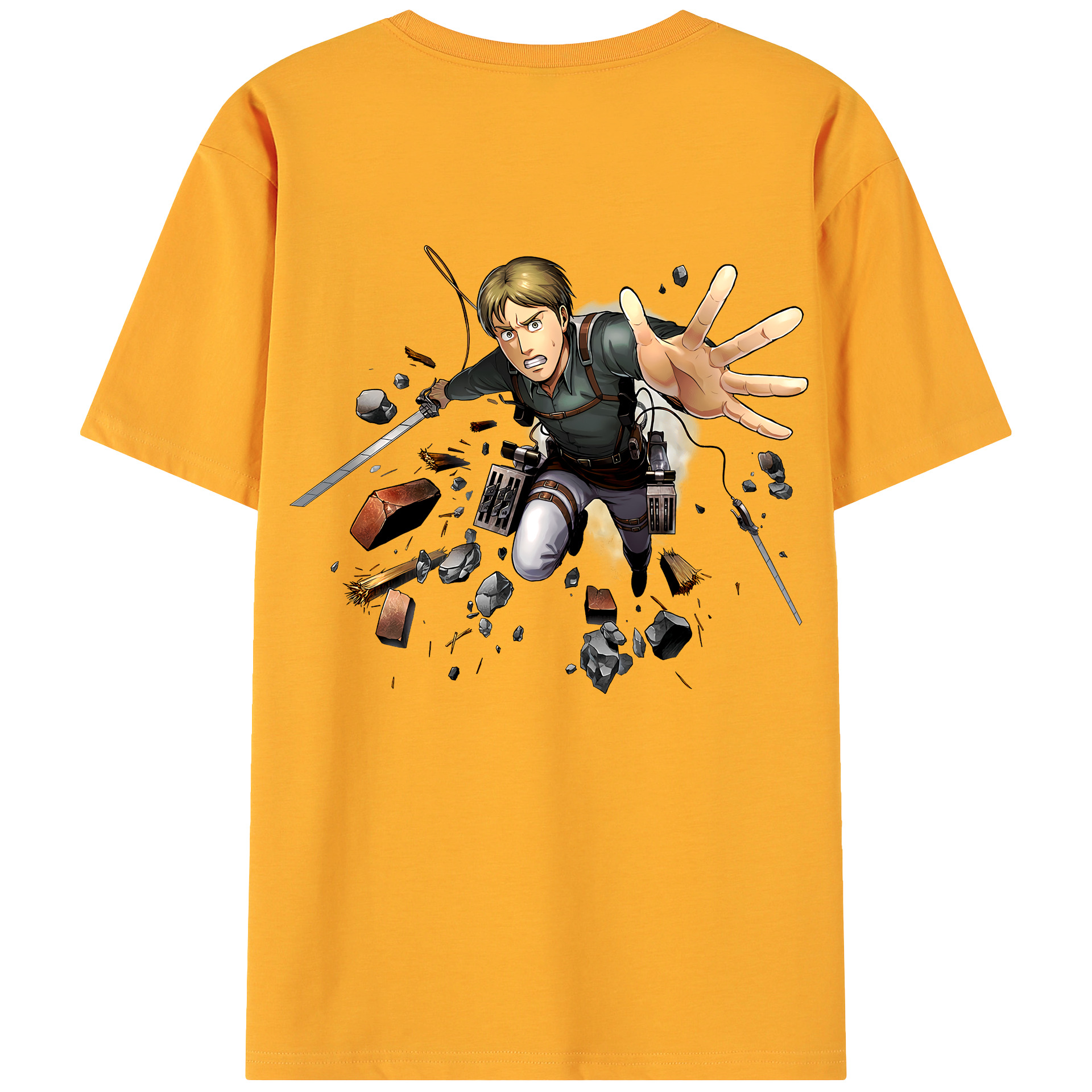 （画像用） 進撃の巨人 Attack on Titan 綿100％ メンズ半袖Tシャツ（バックプリント） 通気性