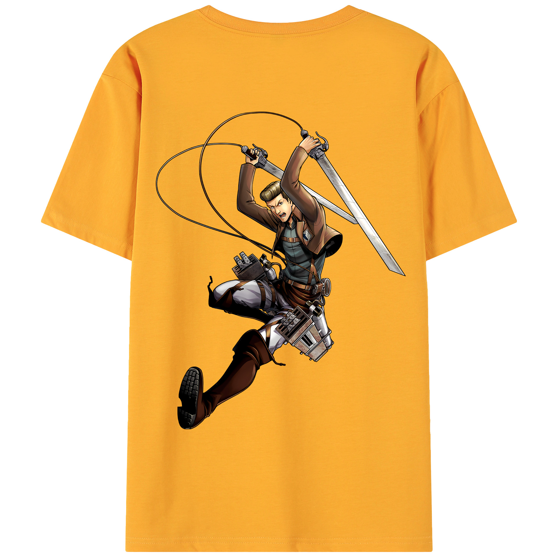 （画像用） 進撃の巨人 Attack on Titan 綿100％ メンズ半袖Tシャツ（バックプリント） 通気性