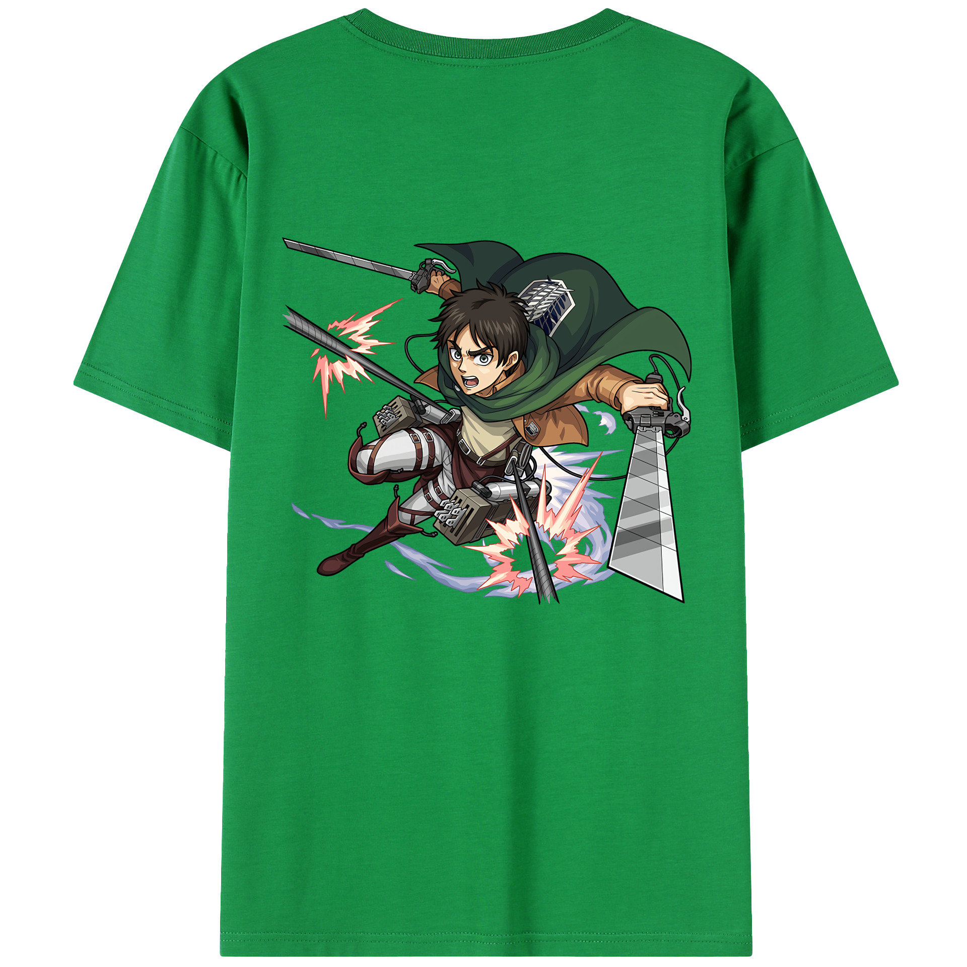 （画像用） 進撃の巨人 エレン･イェーガー Attack on Titan Eren Jäger 綿100％ メンズ半袖Tシャツ（バックプリント） 通気性