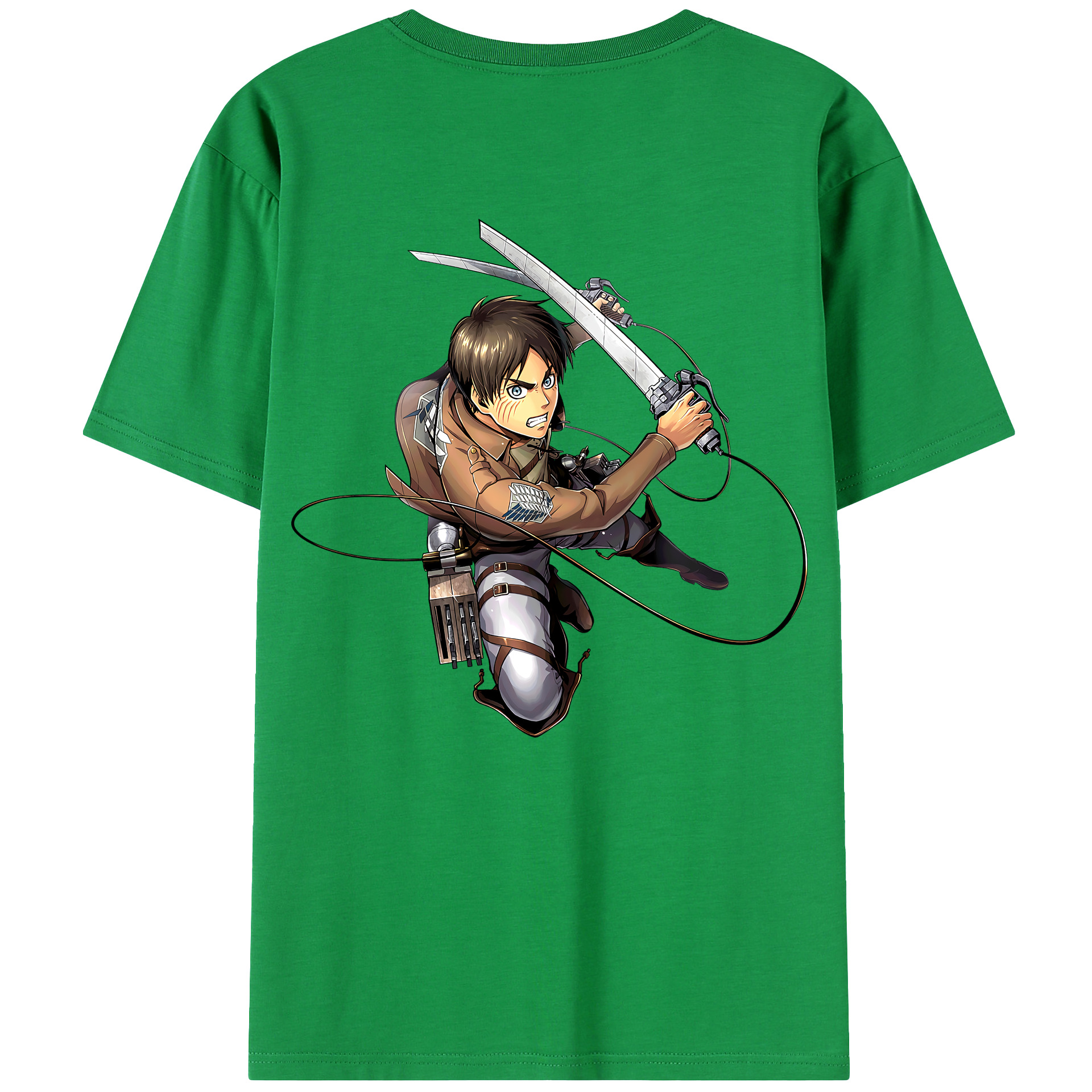 （画像用） 進撃の巨人 エレン･イェーガー Attack on Titan Eren Jäger 綿100％ メンズ半袖Tシャツ（バックプリント） 通気性
