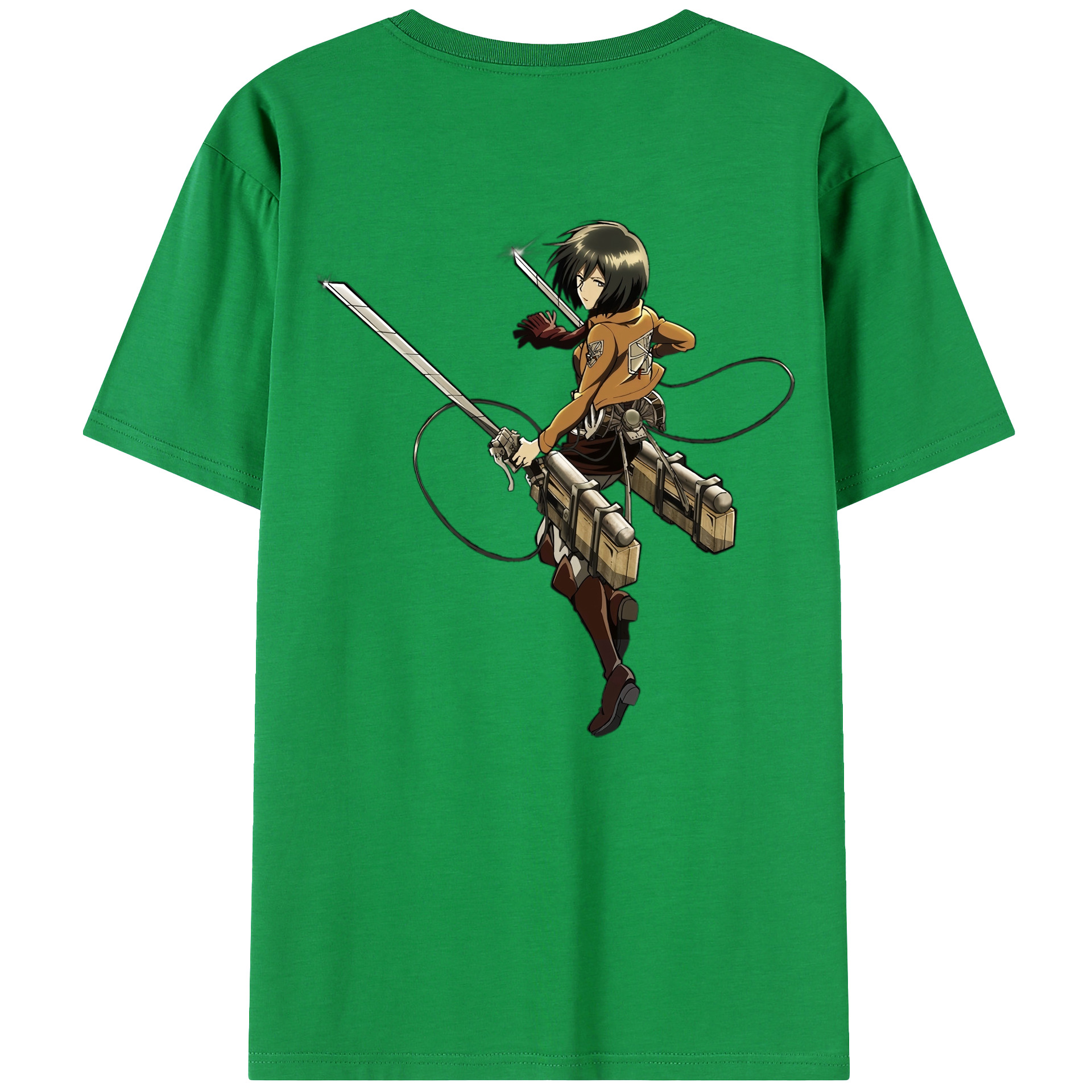 （画像用） 進撃の巨人 ミカサ·アッカーマン Attack on Titan Mikasa Ackerman 綿100％ メンズ半袖Tシャツ（バックプリント） 通気性