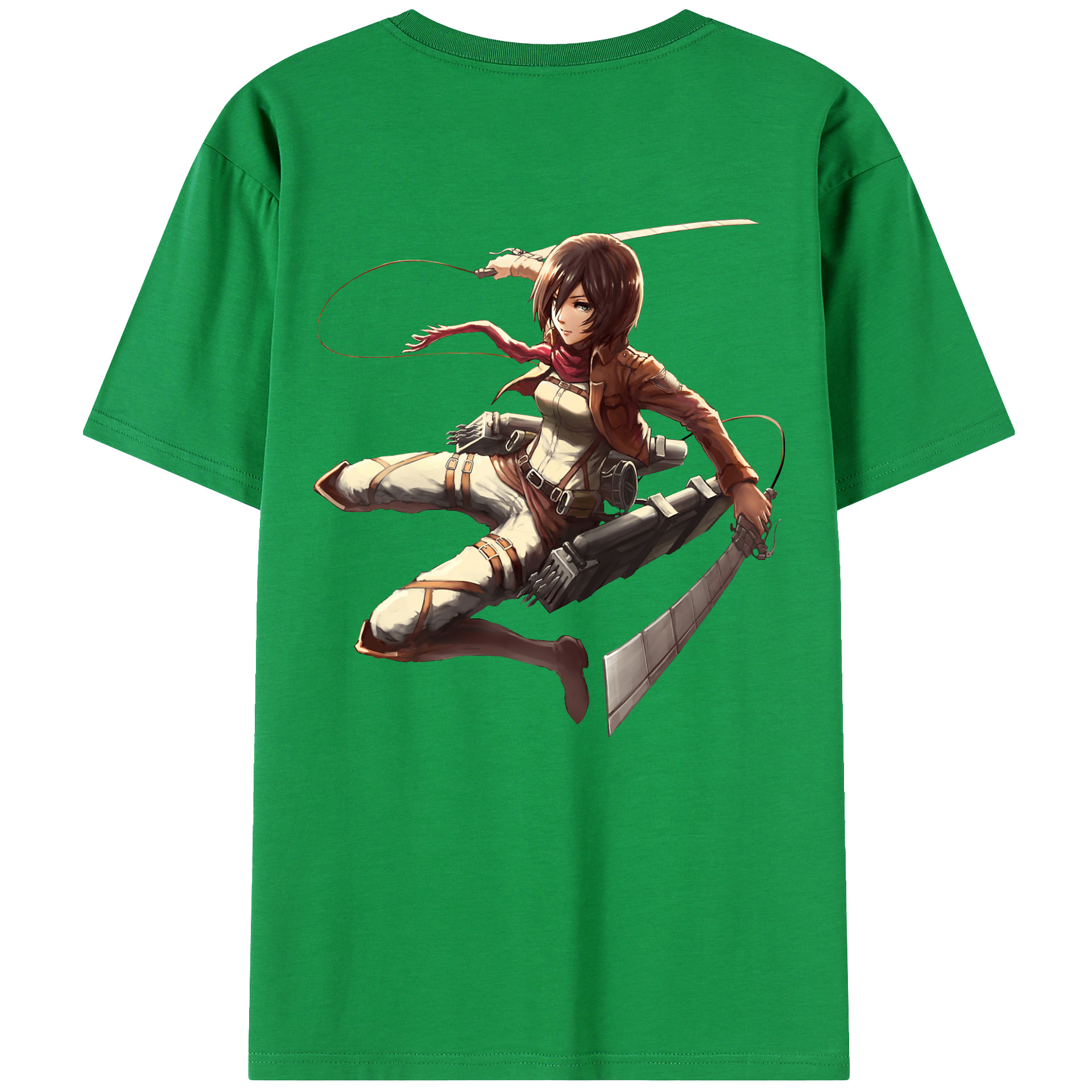 （画像用） 進撃の巨人 ミカサ·アッカーマン Attack on Titan Mikasa Ackerman 綿100％ メンズ半袖Tシャツ（バックプリント） 通気性